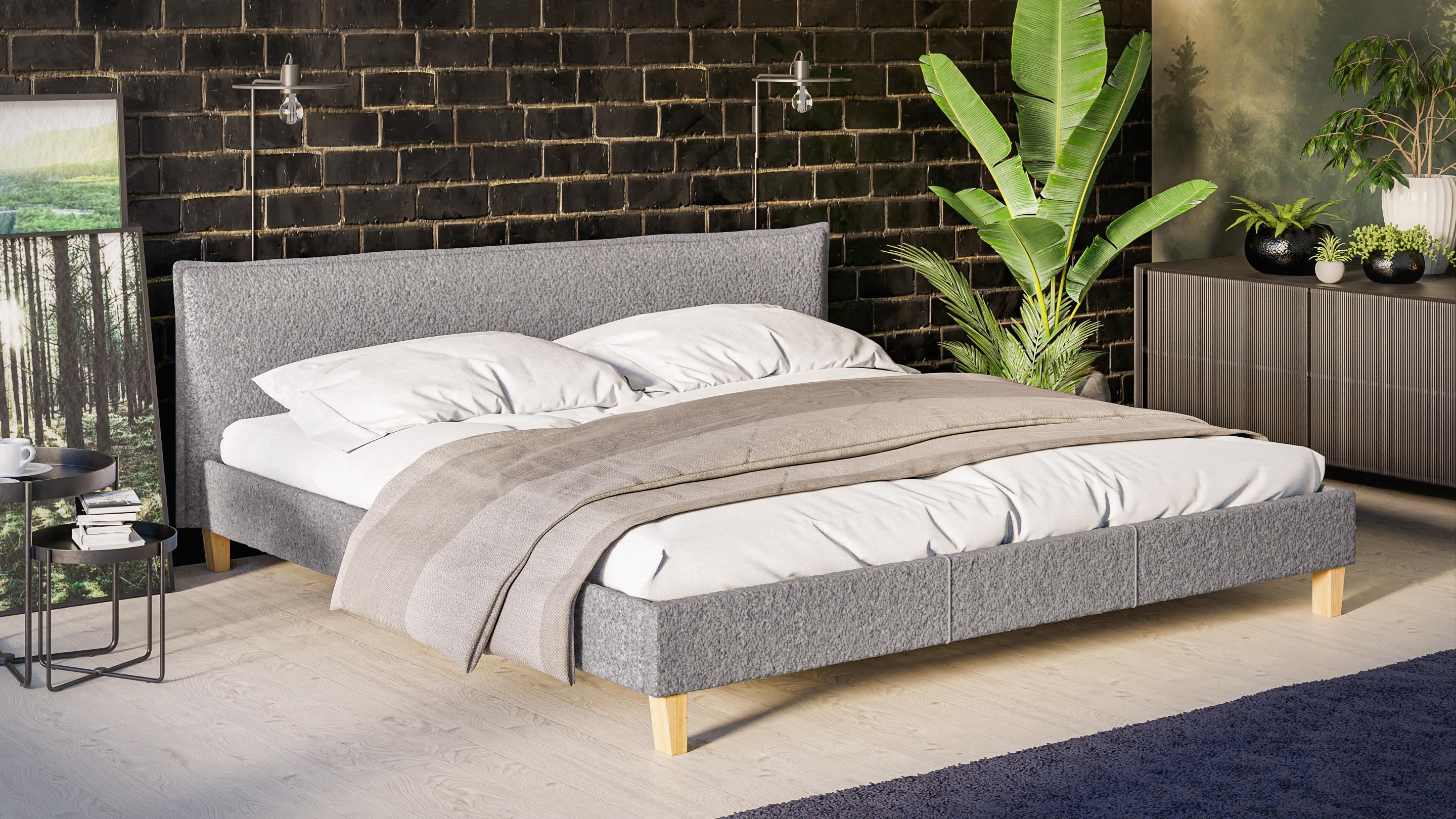 wohnli-moebel-suche-800000754923-1 POLSTERBETT Arles 200/200 cm Boucle Stoff Textil S-Style Möbel Möbel > Betten > Polsterbetten Grau