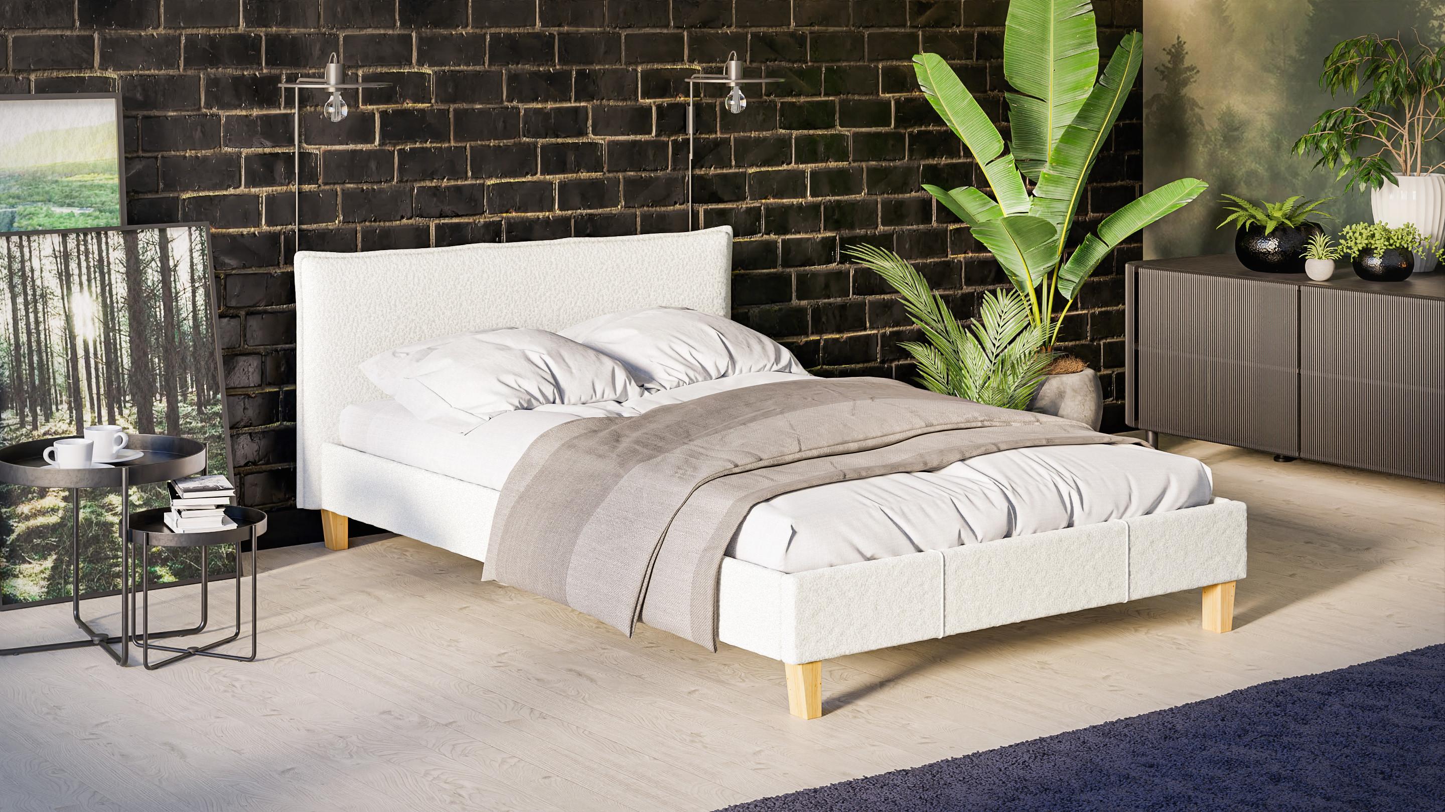 wohnli-moebel-suche-800000754936-1 POLSTERBETT Arles 140/200 cm Boucle-Stoff Textil S-Style Möbel Möbel > Betten > Polsterbetten Weiß