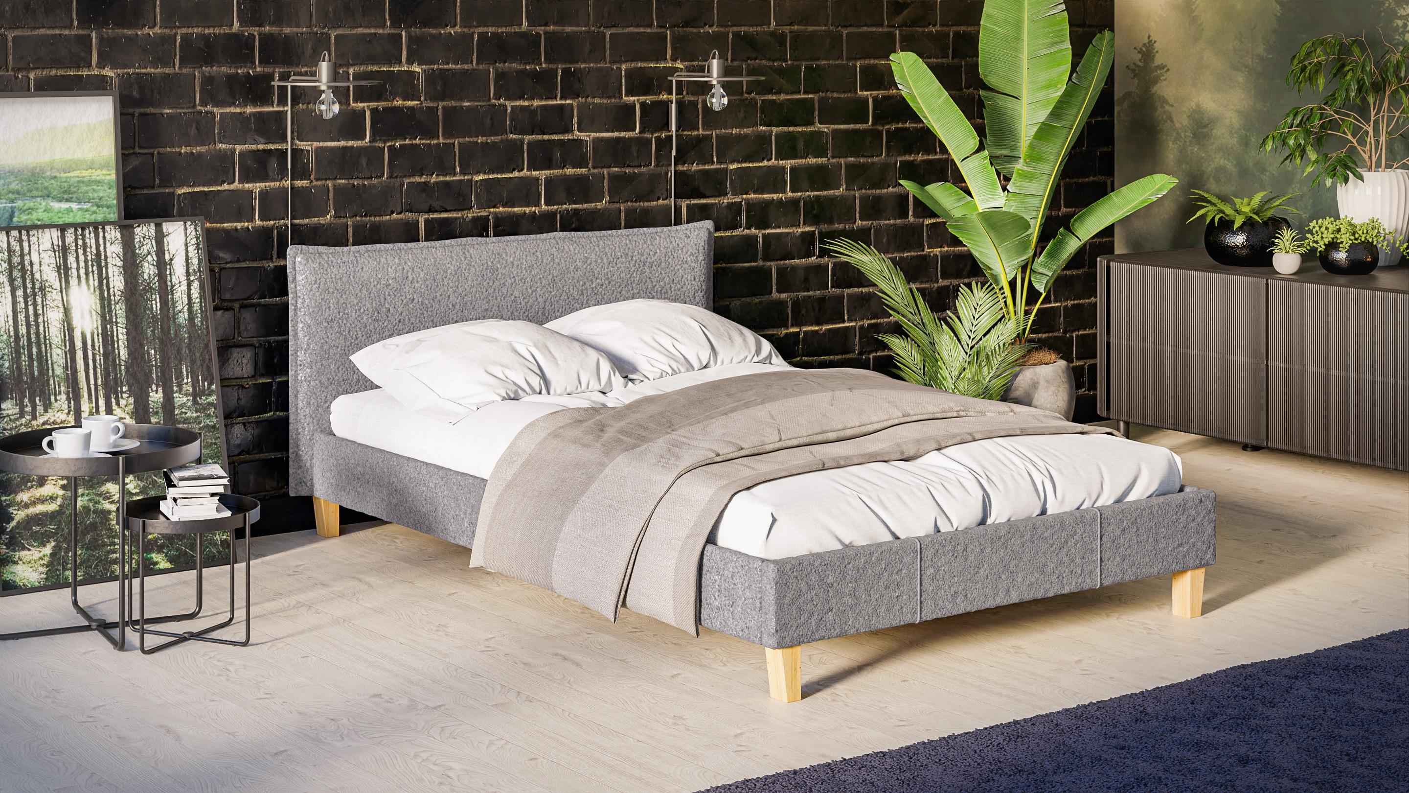 wohnli-moebel-suche-800000754940-1 POLSTERBETT Arles 140/200 cm Boucle-Stoff Textil S-Style Möbel Möbel > Betten > Polsterbetten Grau