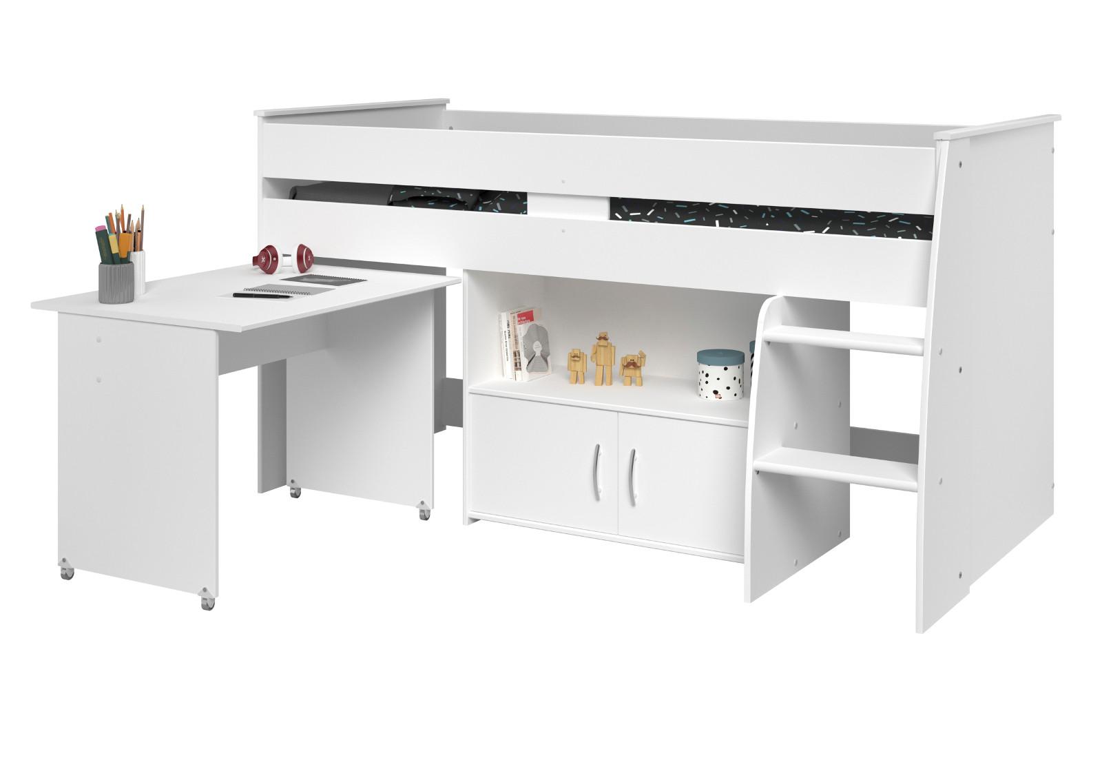 wohnli-moebel-suche-800000754955 Wohnli Möbelsuche - HOCHBETT weiß Jugendzimmer Bett 90 x 200 mit Schreibtisch ausziehbar