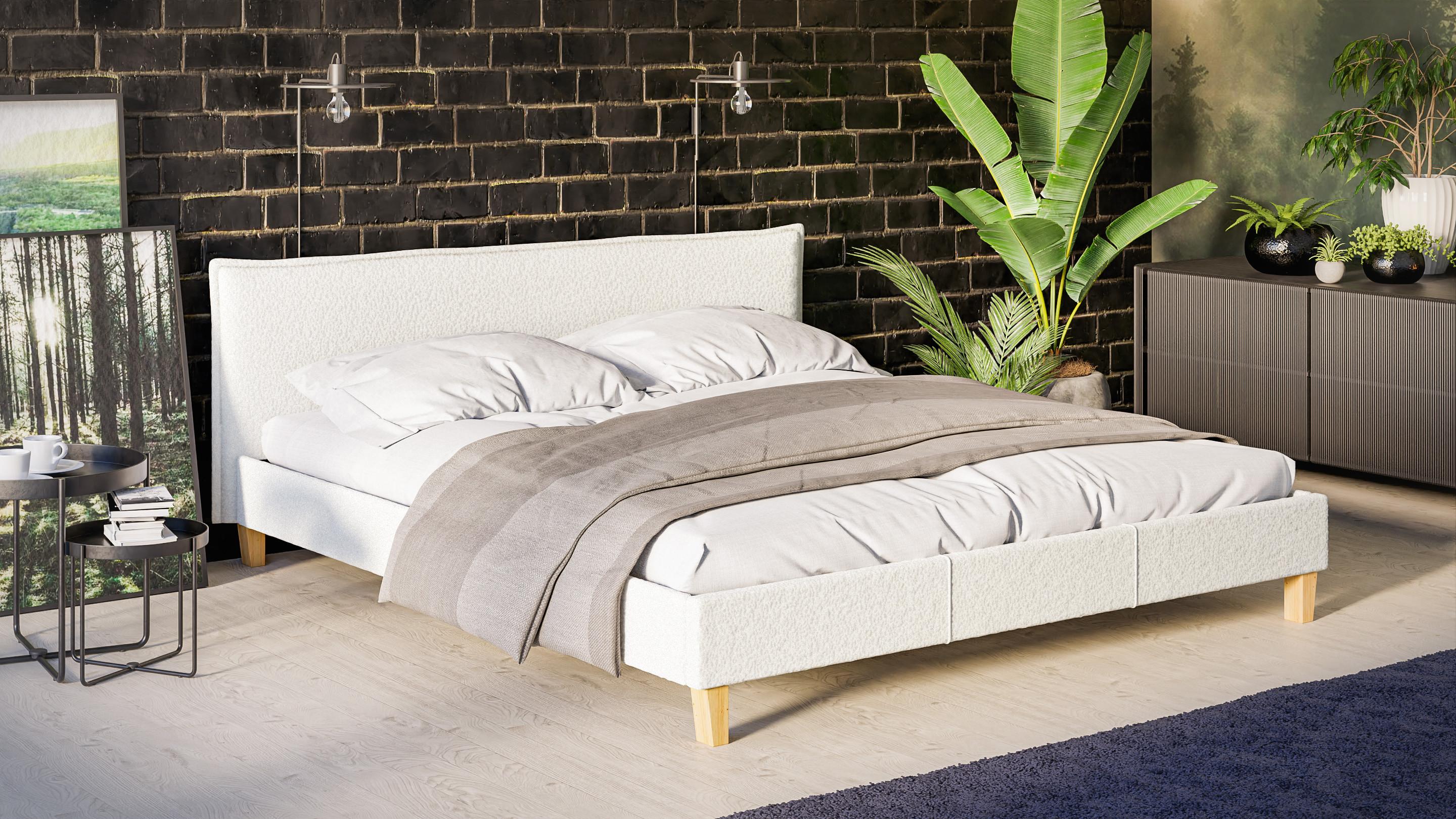 wohnli-moebel-suche-800000754956-1 POLSTERBETT Arles 180/200 cm Boucle Stoff Textil S-Style Möbel Möbel > Betten > Polsterbetten Weiß