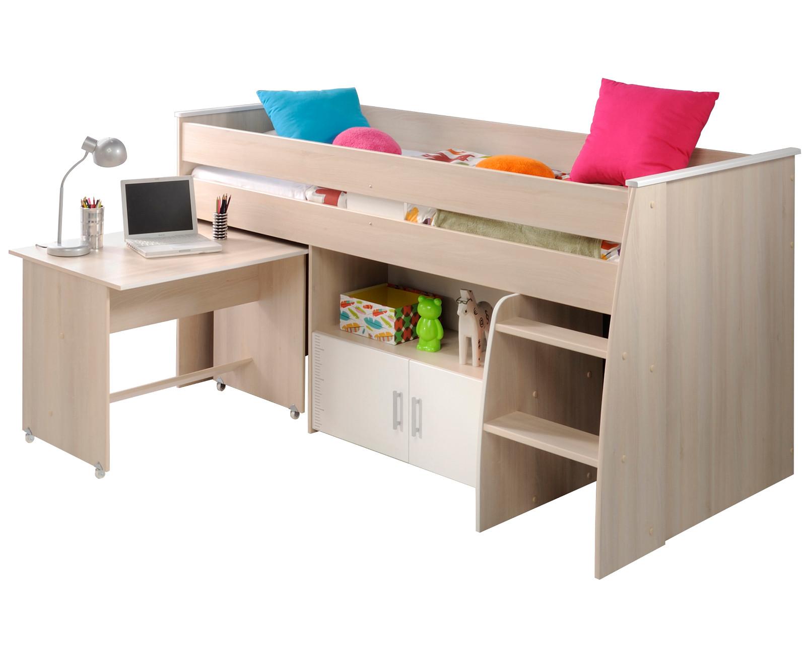 Wohnli Möbelsuche - HOCHBETT Jugendzimmer mit Schreibtisch ausziehbar Bett 90 x 200