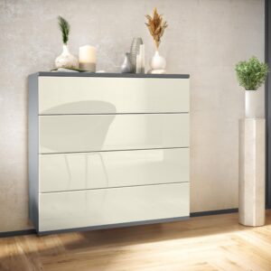 wohnli-moebel-suche-800000755049-1 KOMMODE Pavos Creme Hochglanz Holzwerkstoff Vladon Möbel > Kommoden & Schubladenschränke > Kommoden Weiß