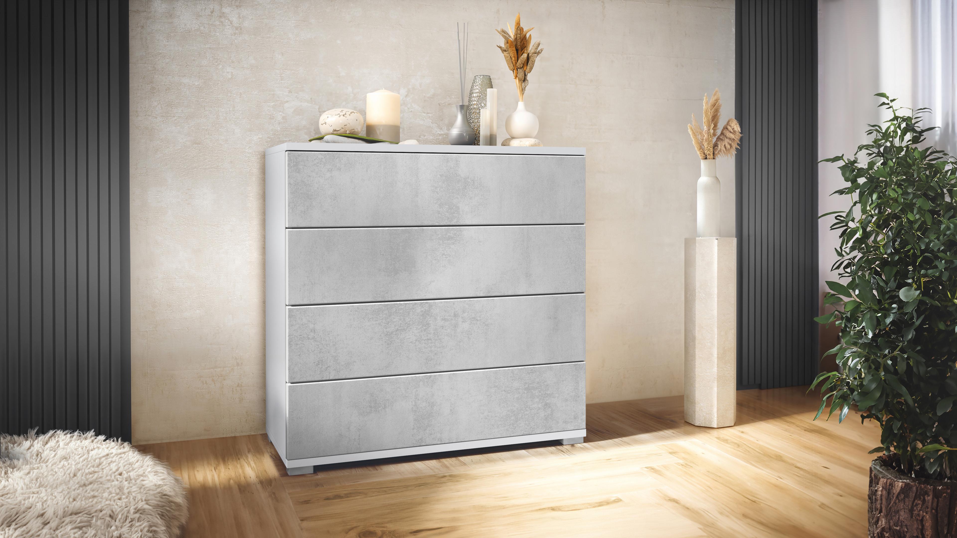 wohnli-moebel-suche-800000755099-1 KOMMODE Pavos Beton Oxid Optik Holzwerkstoff Vladon Möbel > Kommoden & Schubladenschränke > Kommoden Grau