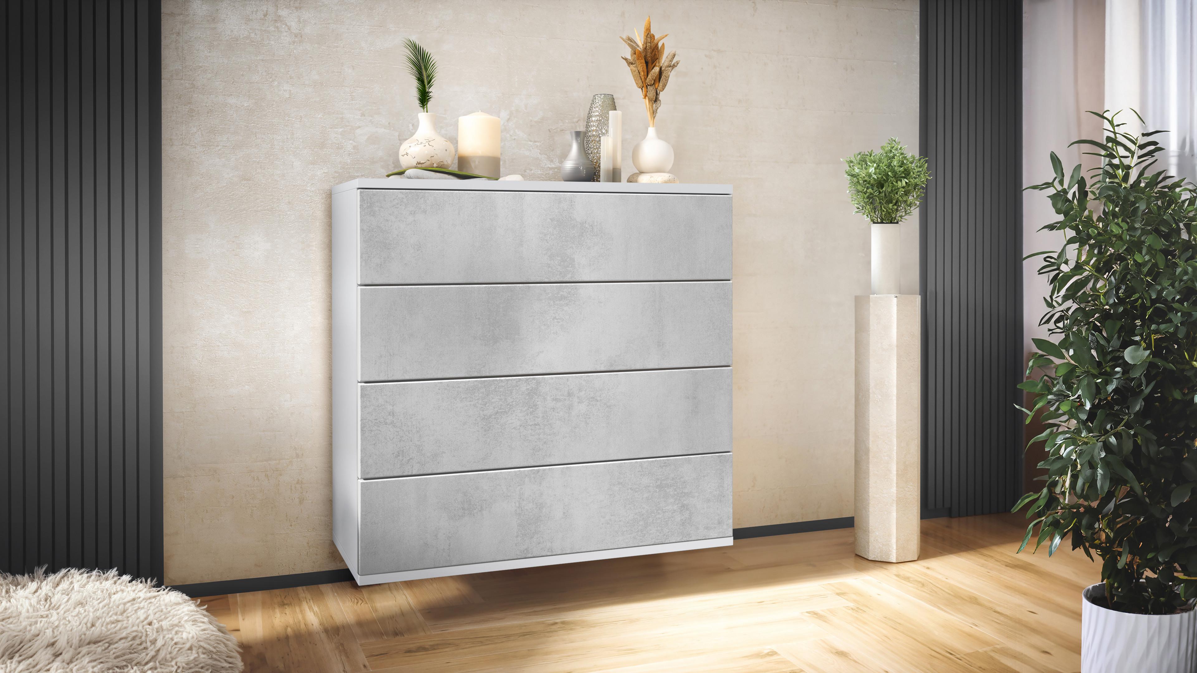 KOMMODE Pavos Beton Oxid Optik Holzwerkstoff Vladon Möbel > Kommoden & Schubladenschränke > Kommoden Grau