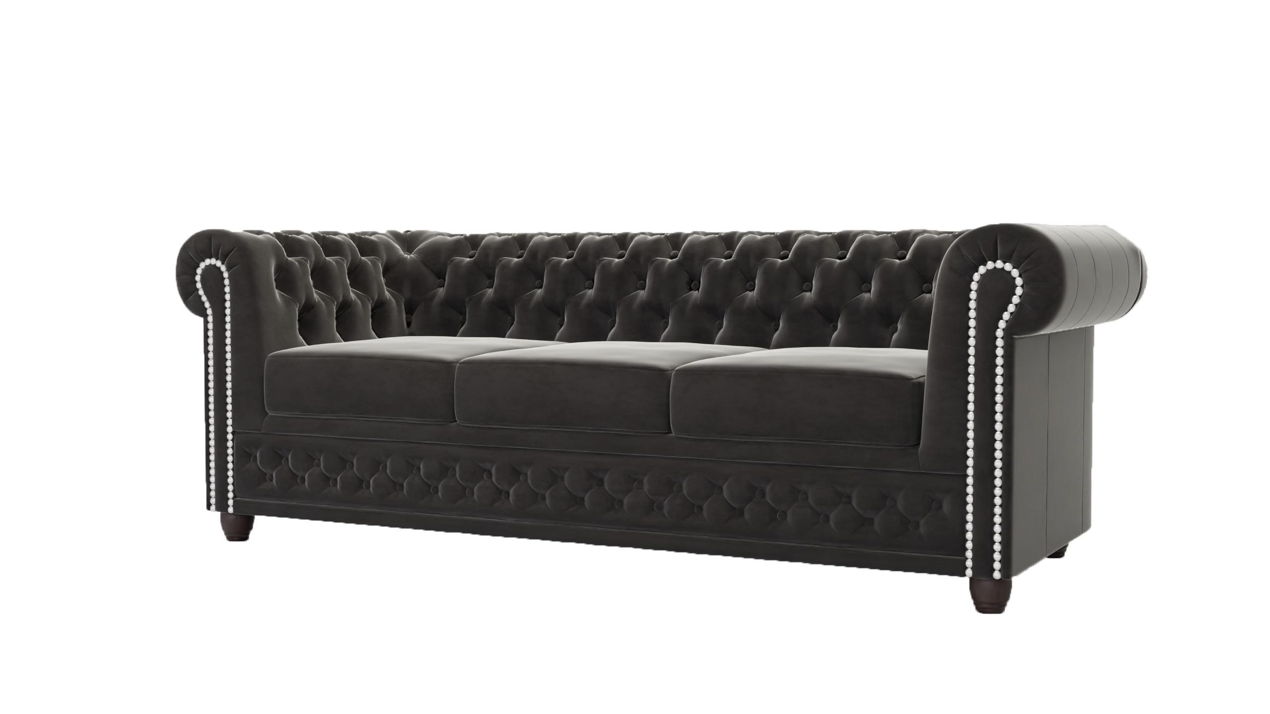 wohnli-moebel-suche-800000755785 Wohnli Möbelsuche - CHESTERFIELD-SOFA 3-sitzer Nyx Schwarz Samt