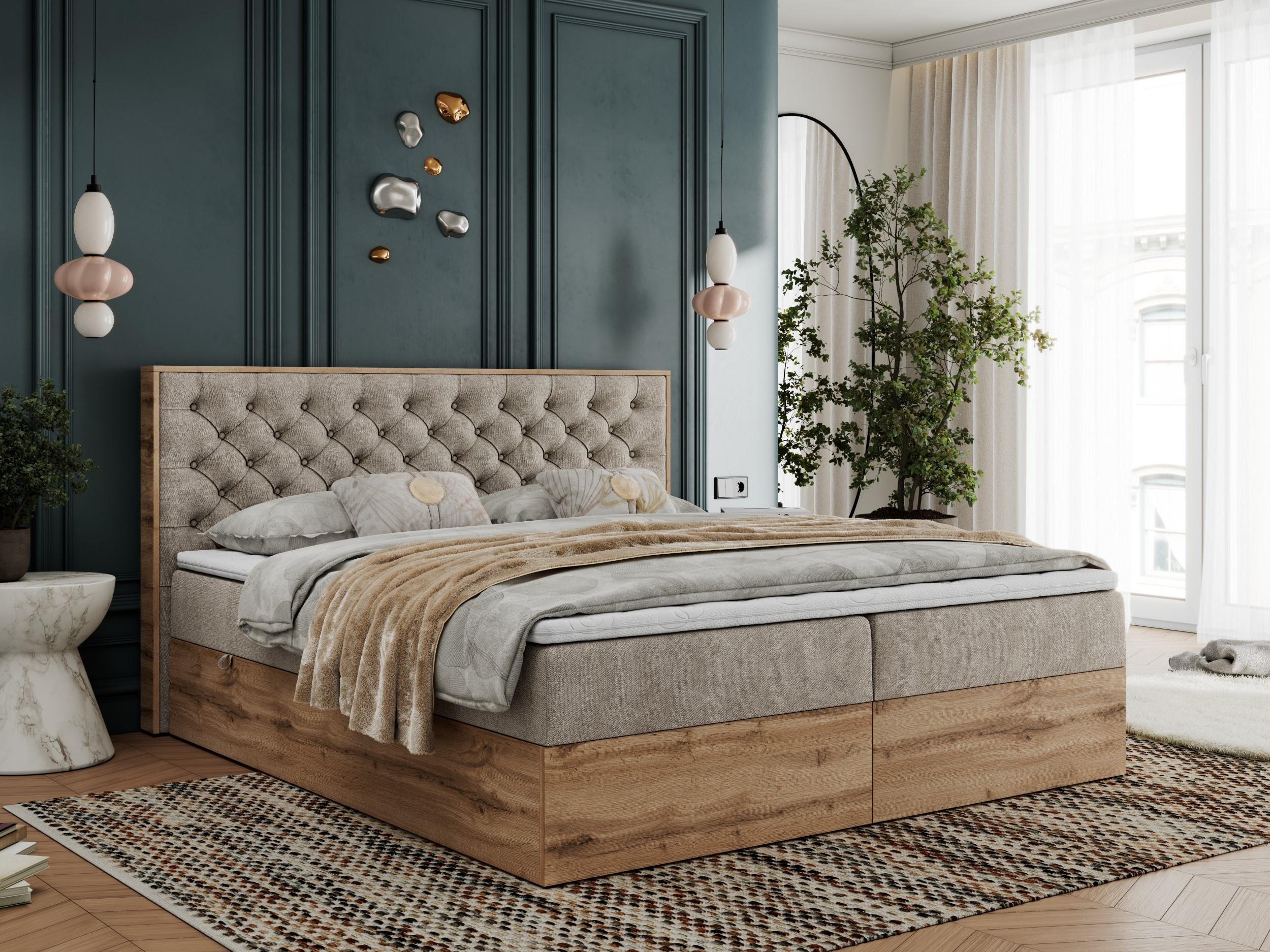 wohnli-moebel-suche-800000755959-1 BOXBETT ALBERO 3 - 120/200 Beige Struktur - H3 Textil MKS Möbel > Betten > Boxspringbetten Beige