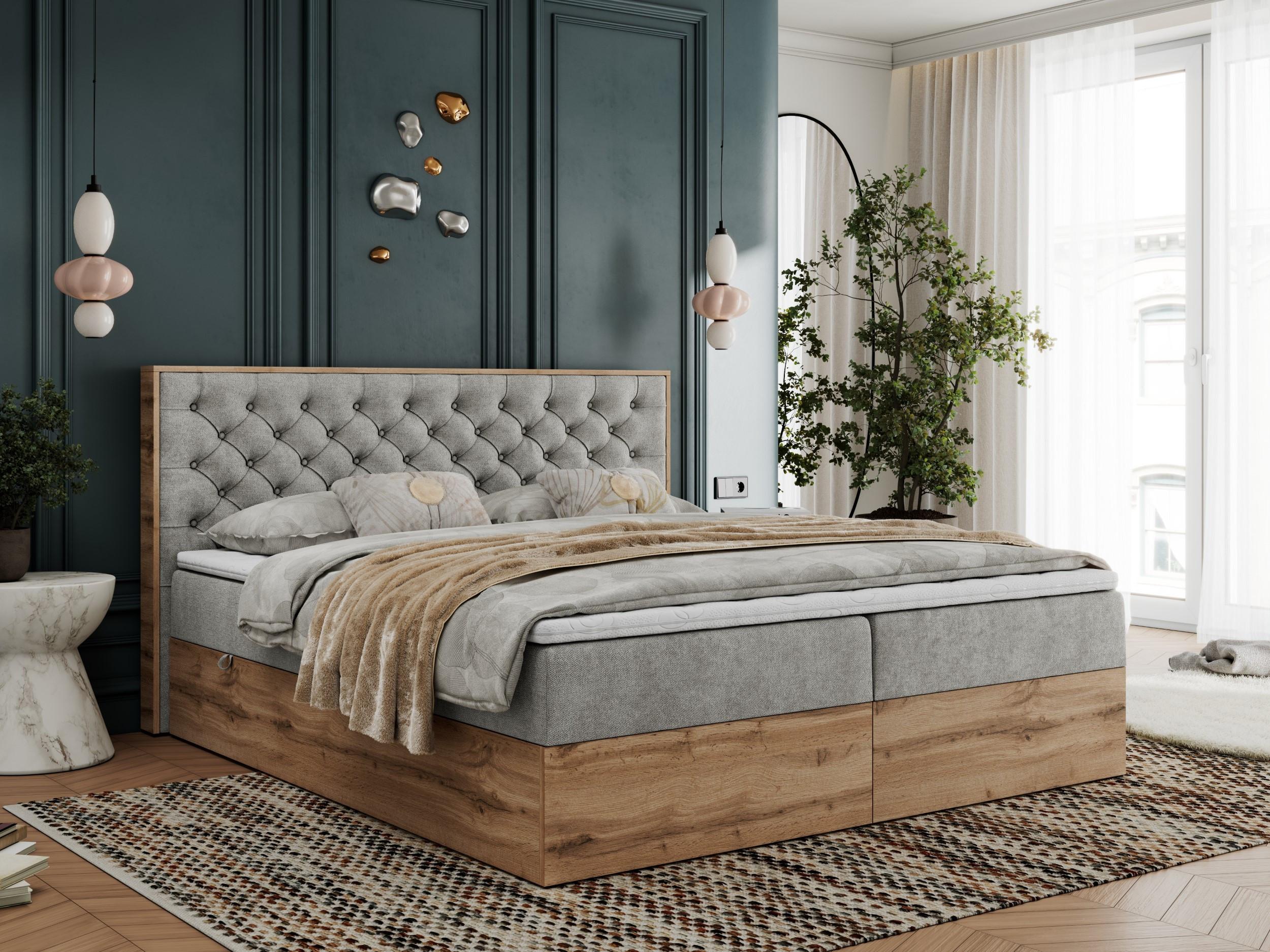 wohnli-moebel-suche-800000756068-1 BOXBETT ALBERO 3 - 160/200 Hellgrau Struktur - H3 Holz MKS Möbel > Betten > Boxspringbetten Grau