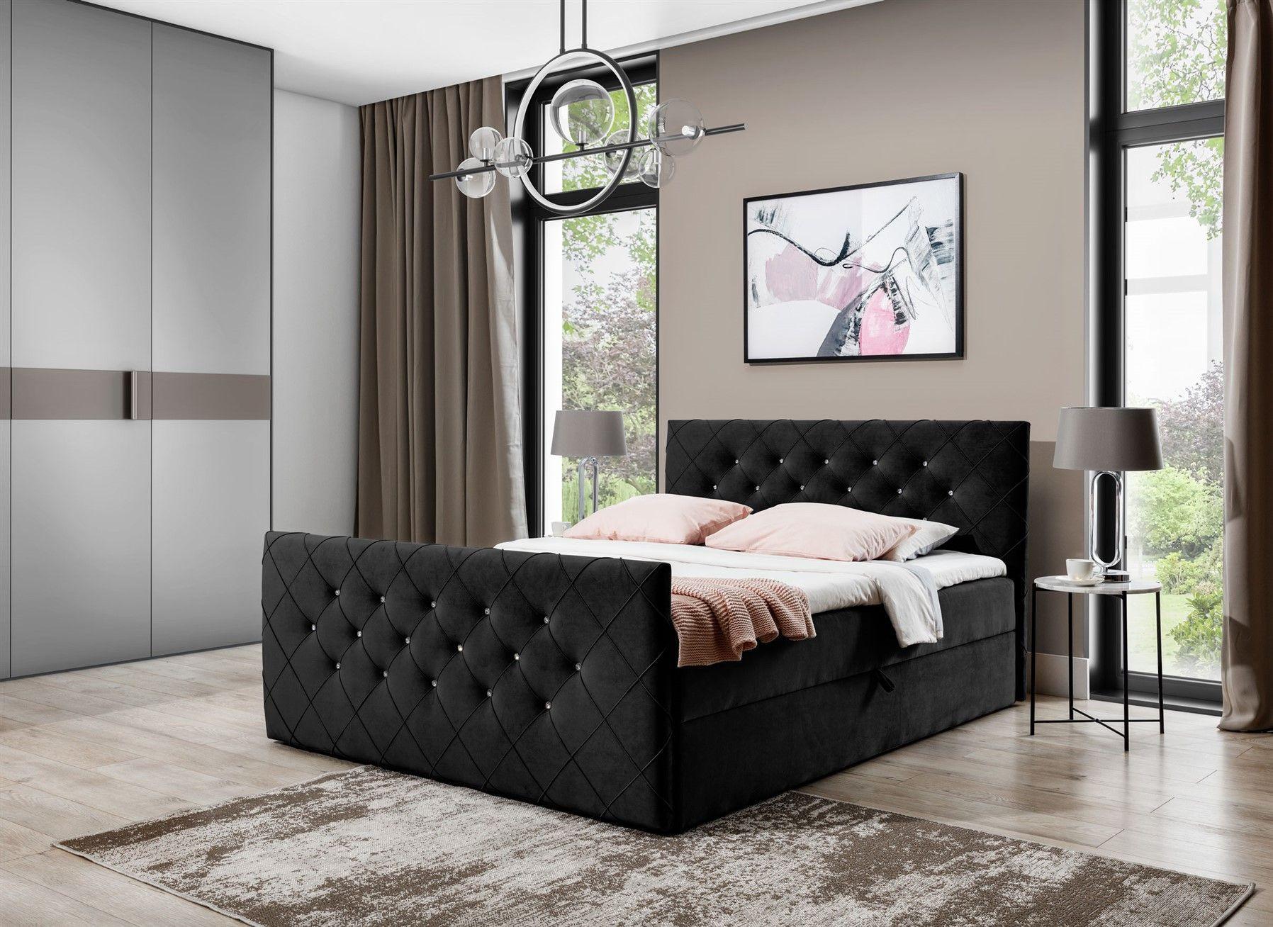 BOXBETT Eivor In Magic Velvet Textil Fun Möbel Möbel > Betten > Boxspringbetten Schwarz