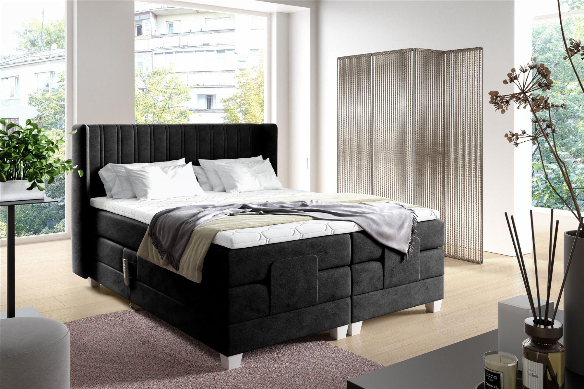 BOXSPRINGBETT Bett Elektrisch Magnus Textil Fun Möbel Möbel > Betten > Boxspringbetten Schwarz