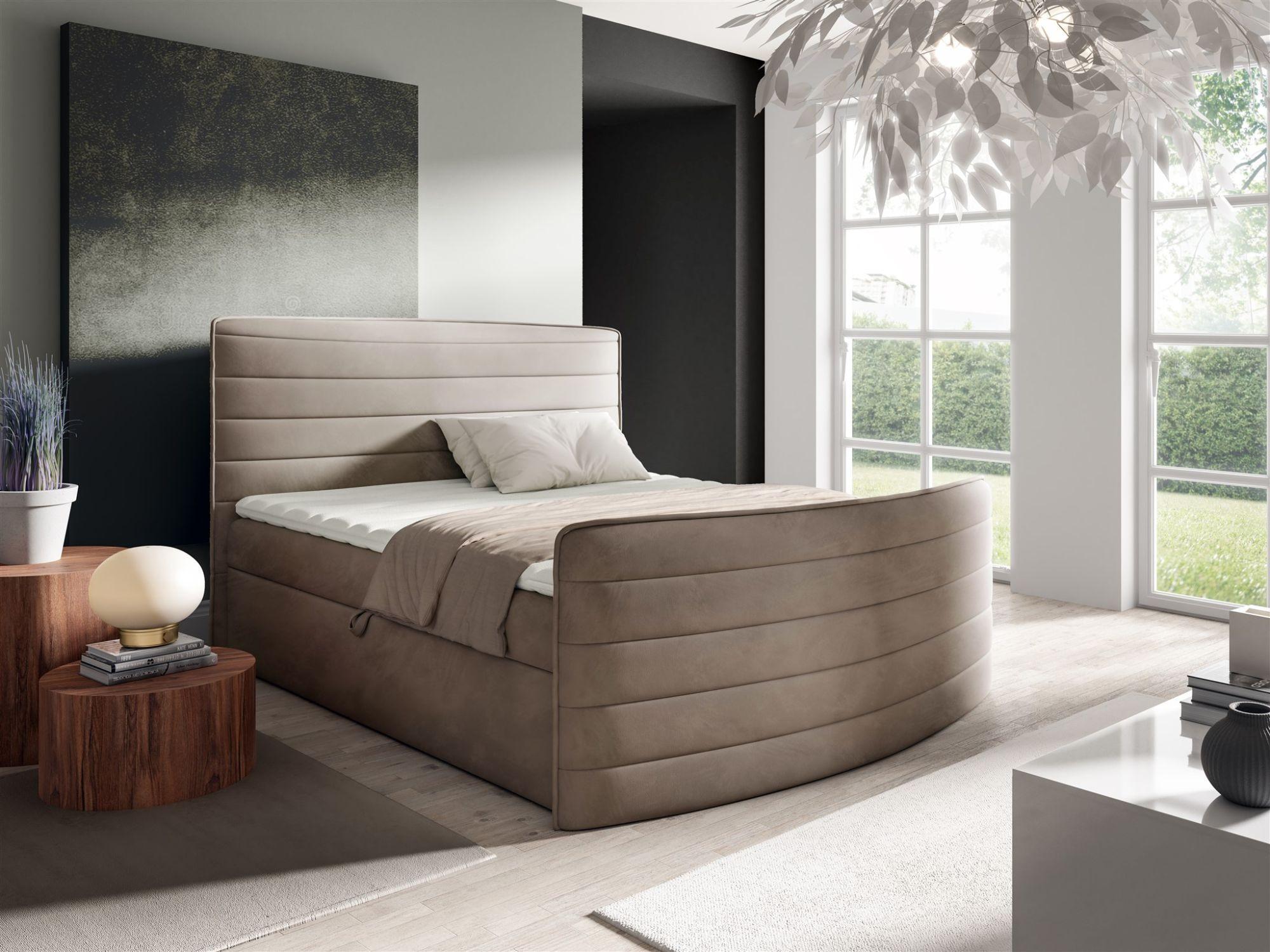 BOXBETT Ambra In Elisa Velvet Textil Fun Möbel Möbel > Betten > Boxspringbetten Braun