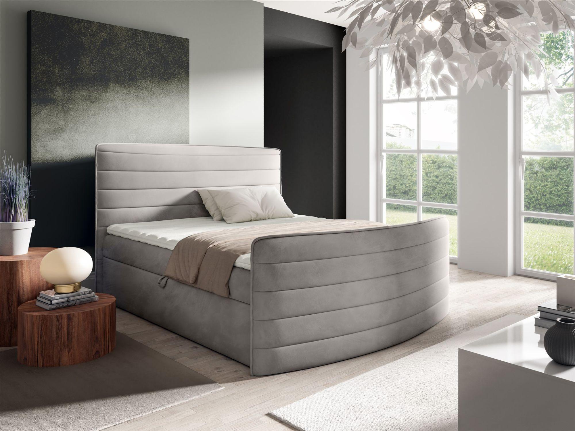 BOXBETT Ambra In Elisa Velvet Textil Fun Möbel Möbel > Betten > Boxspringbetten Grau