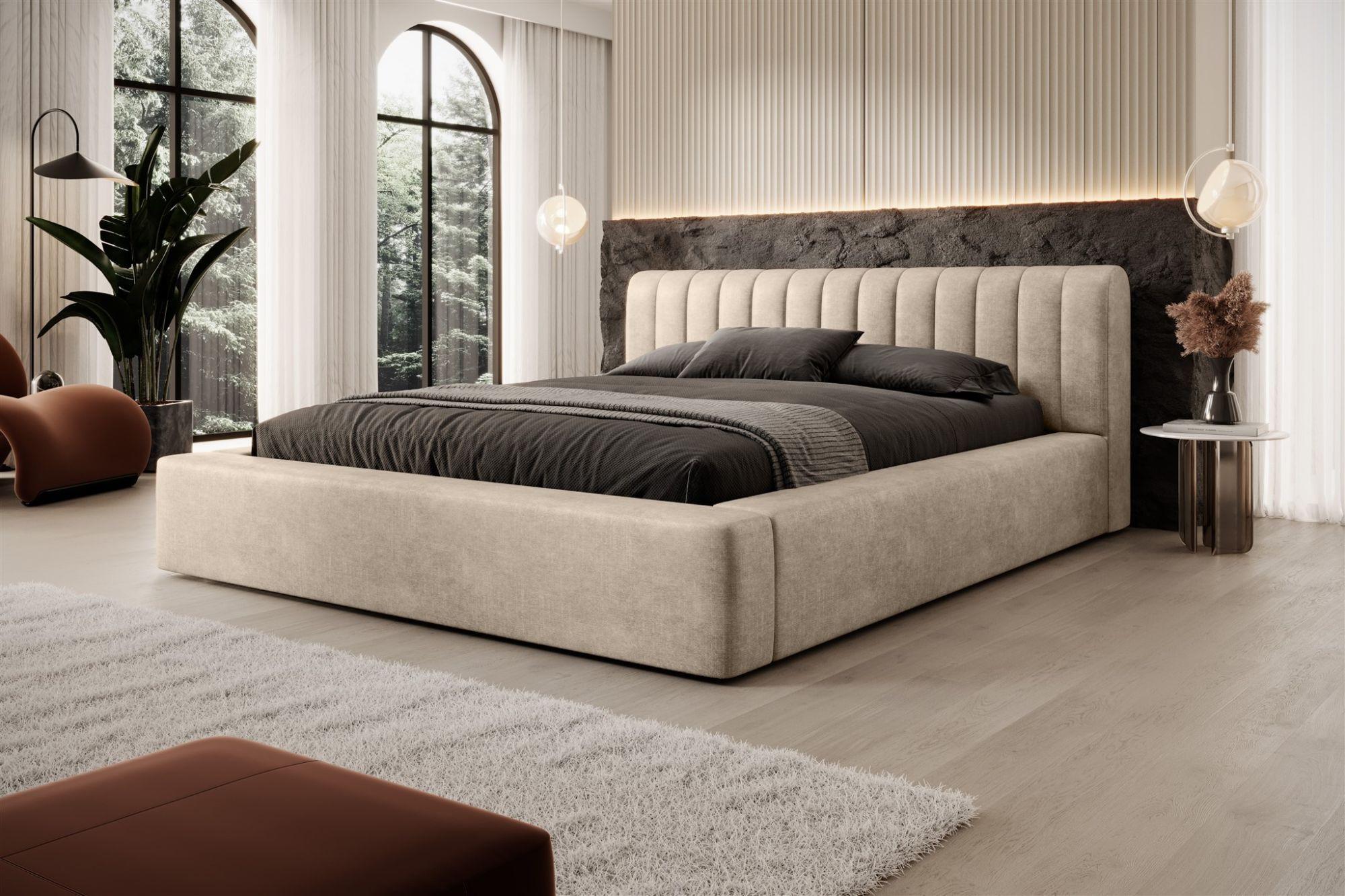 POLSTERBETT Peoria Stoff Macau Textil Fun Möbel Möbel > Betten > Polsterbetten Beige