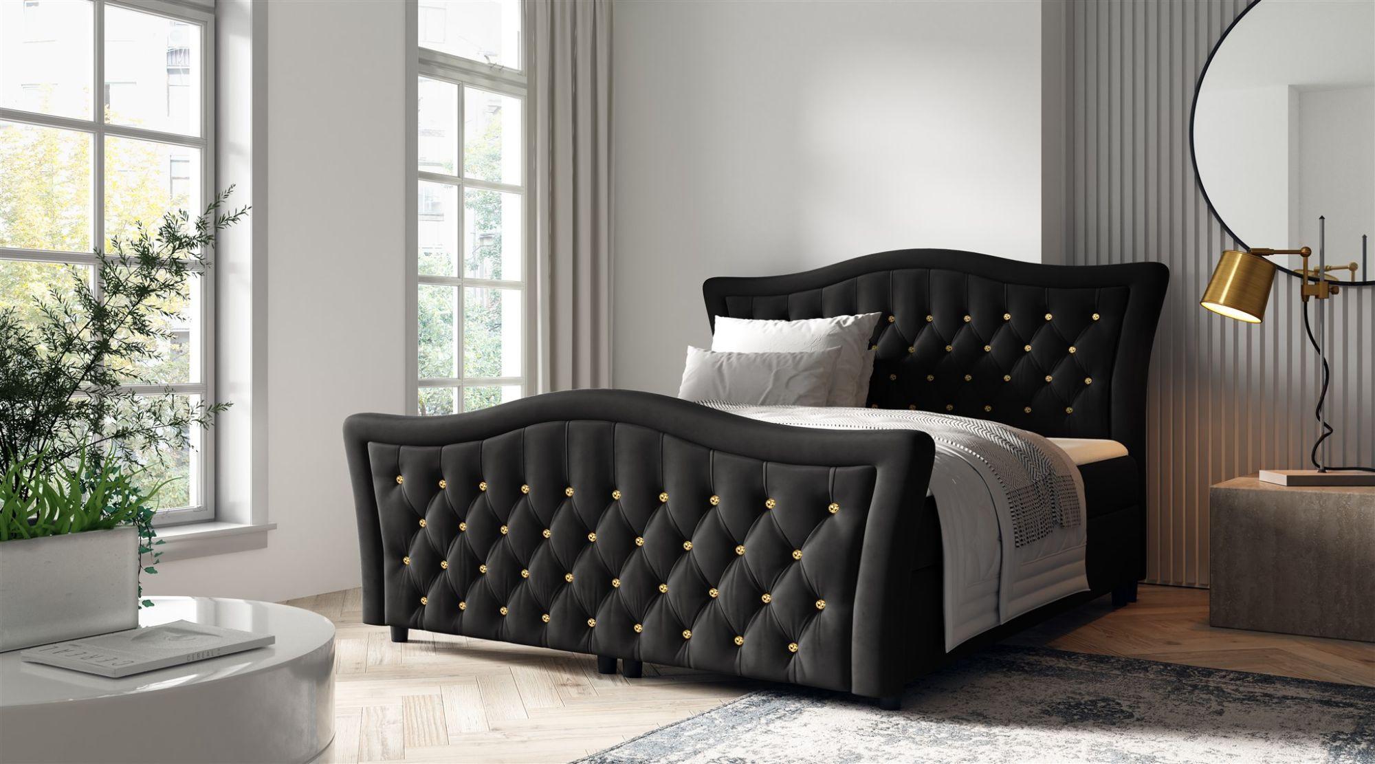 wohnli-moebel-suche-800000761763-1 BOXBETT Turhan In Elisa Velvet Textil Fun Möbel Möbel > Betten > Boxspringbetten Schwarz