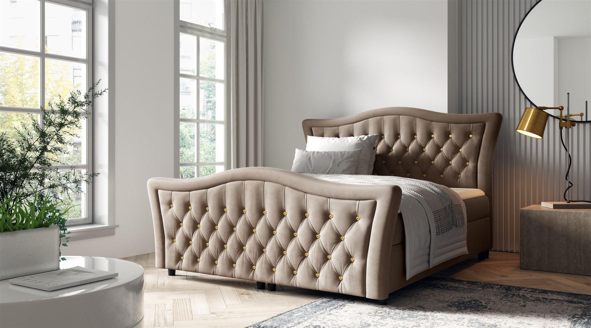 wohnli-moebel-suche-800000761795-1 BOXBETT Turhan In Elisa Velvet Textil Fun Möbel Möbel > Betten > Boxspringbetten Braun