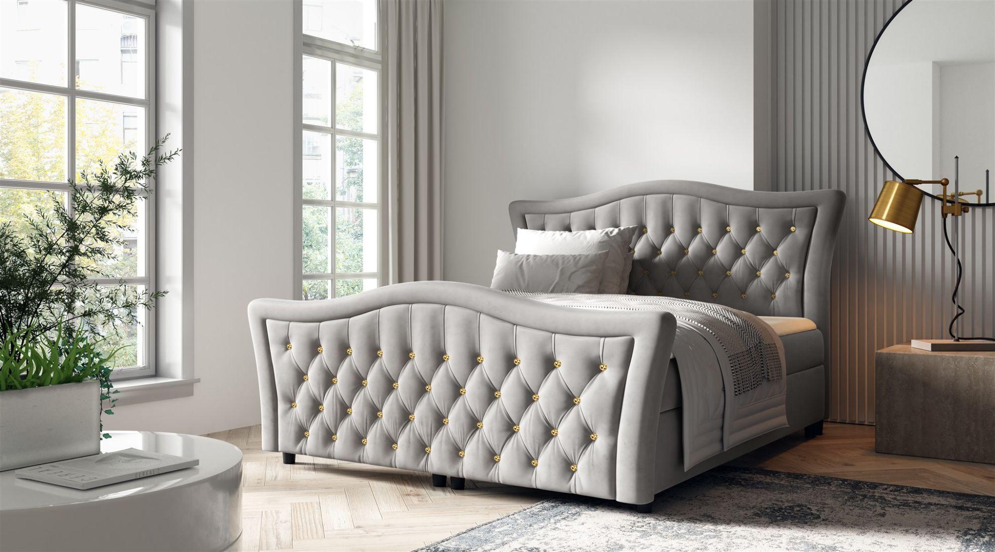 BOXBETT Turhan In Elisa Velvet Textil Fun Möbel Möbel > Betten > Boxspringbetten Grau