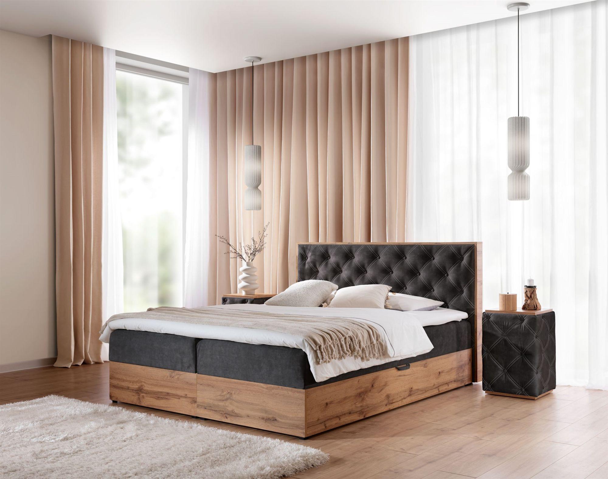 wohnli-moebel-suche-800000761857-1 BOXBETT Maximo In Torre Textil Fun Möbel Möbel > Betten > Boxspringbetten Schwarz