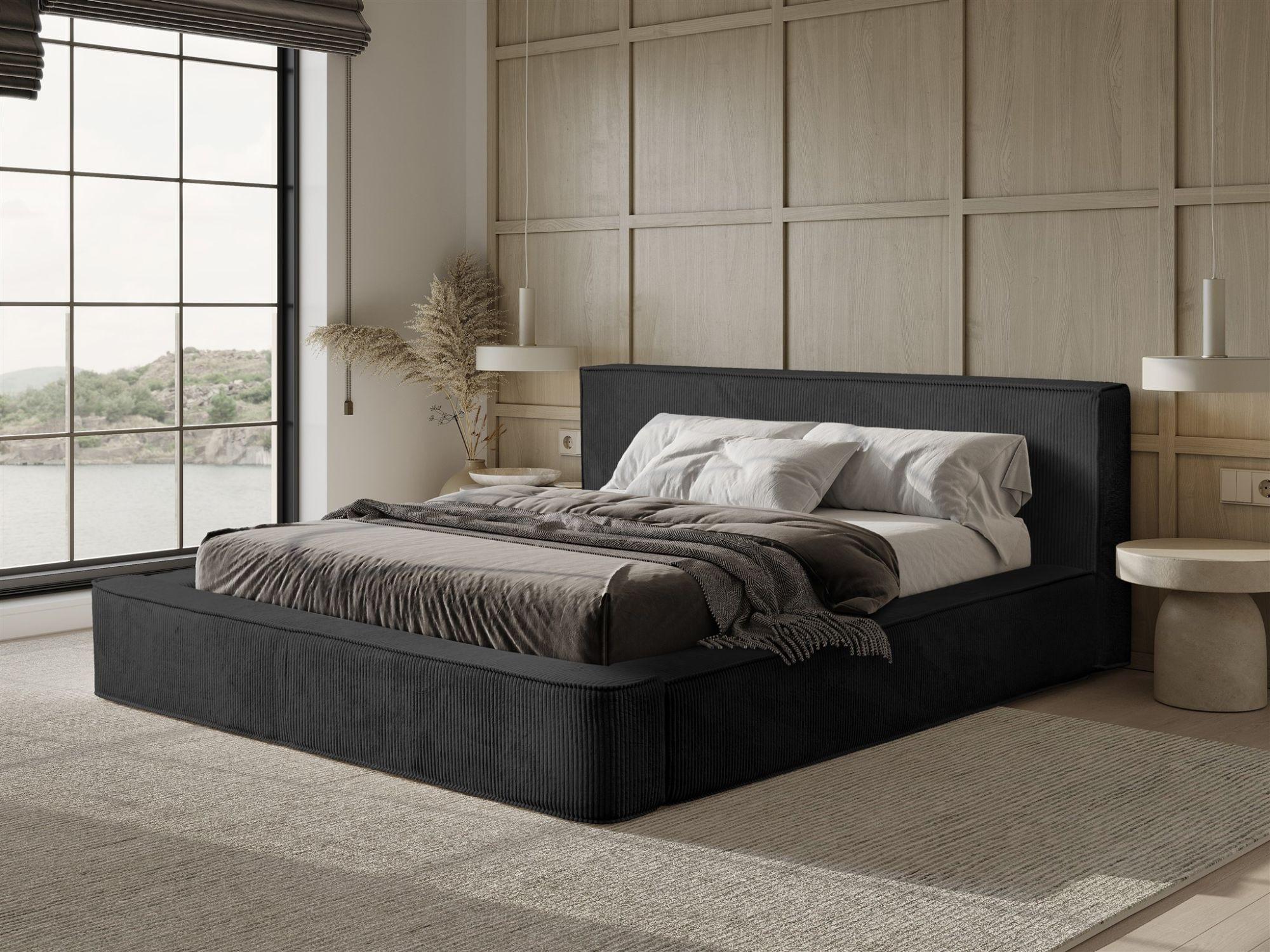 wohnli-moebel-suche-800000761901-1 POLSTERBETT Modesto Stoff Lincoln Textil Fun Möbel Möbel > Betten > Polsterbetten Schwarz