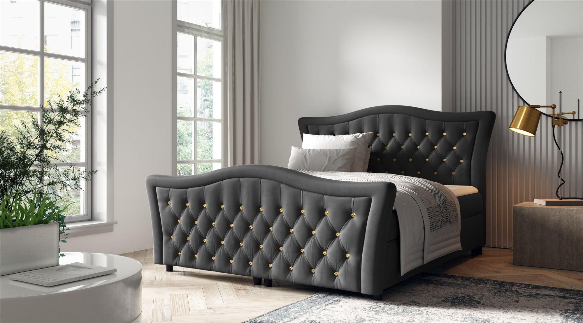 wohnli-moebel-suche-800000761948-1 BOXBETT Turhan In Elisa Velvet Textil Fun Möbel Möbel > Betten > Boxspringbetten Grau