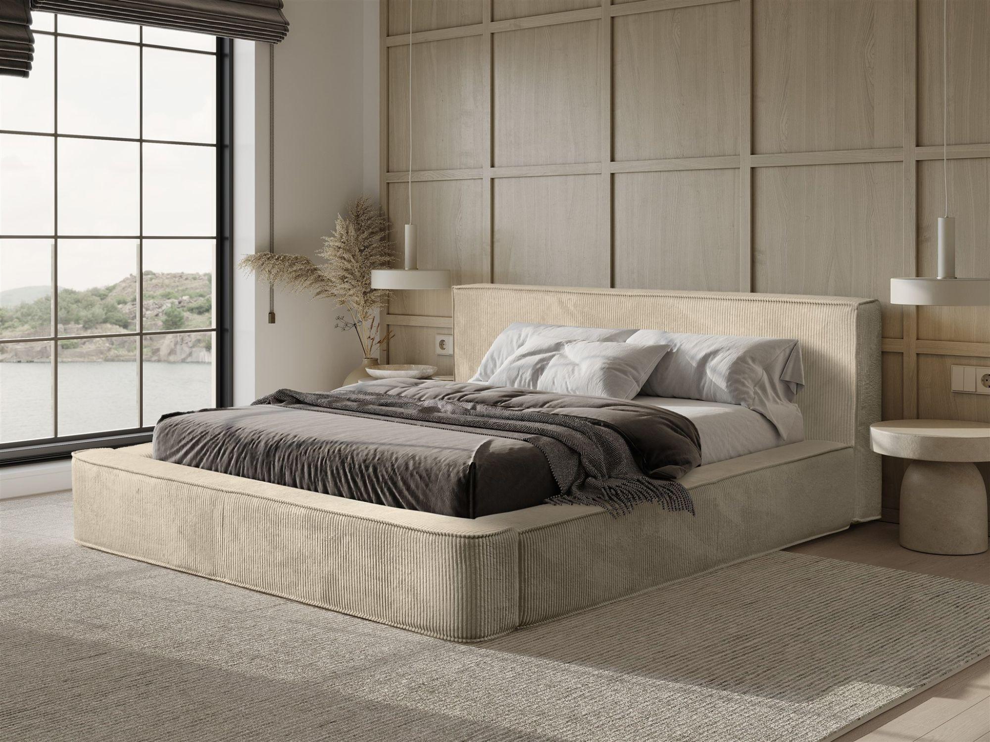 wohnli-moebel-suche-800000762010-1 POLSTERBETT Modesto Stoff Lincoln Textil Fun Möbel Möbel > Betten > Polsterbetten Beige