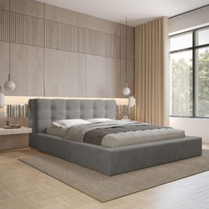 wohnli-moebel-suche-800000762239-1 POLSTERBETT Antonio Stoff Ditra Textil Fun Möbel Möbel > Betten > Polsterbetten Grau