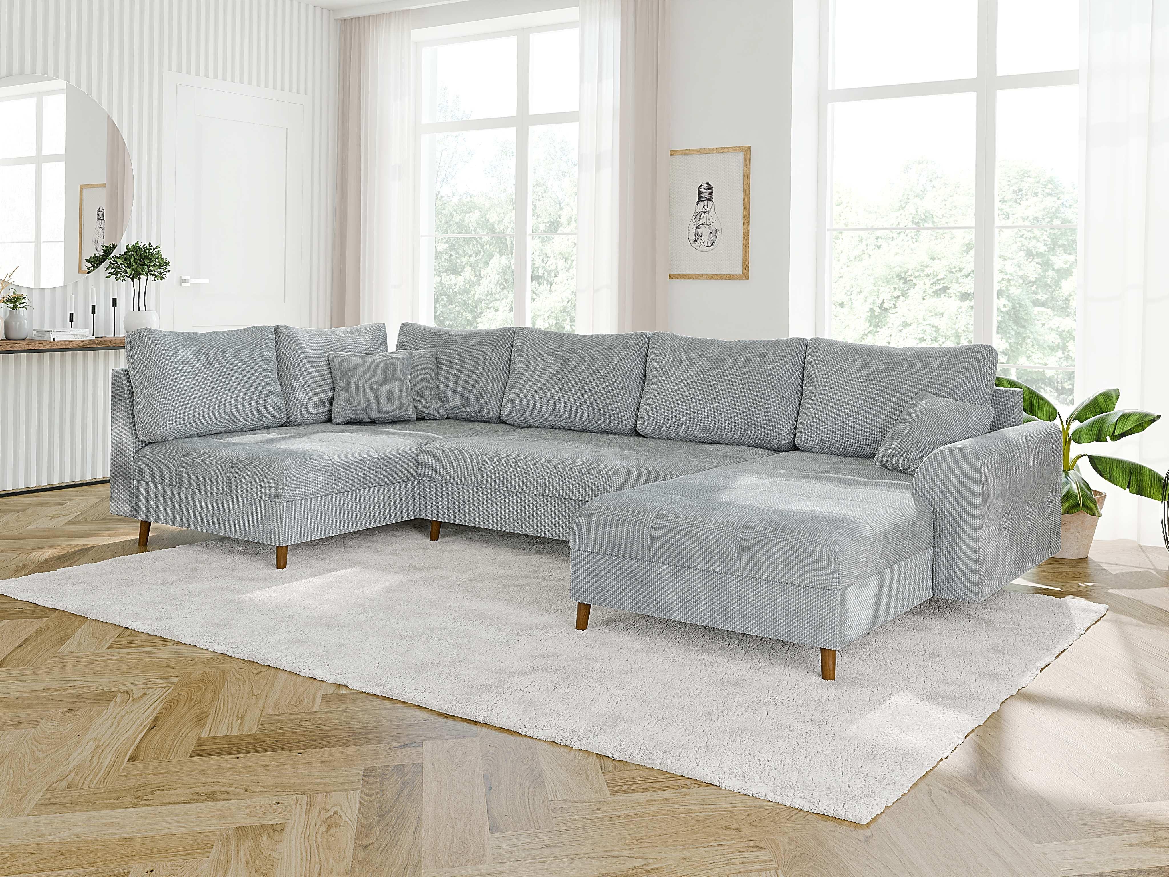 wohnli-moebel-suche-800000762514-1 WOHNLANDSCHAFT Sigurd Hellgrau Chenille - Ottomane rechts Textil S-Style Möbel Möbel > Sofas & Couches > Wohnlandschaften > Wohnlandschaften U-Form Grau