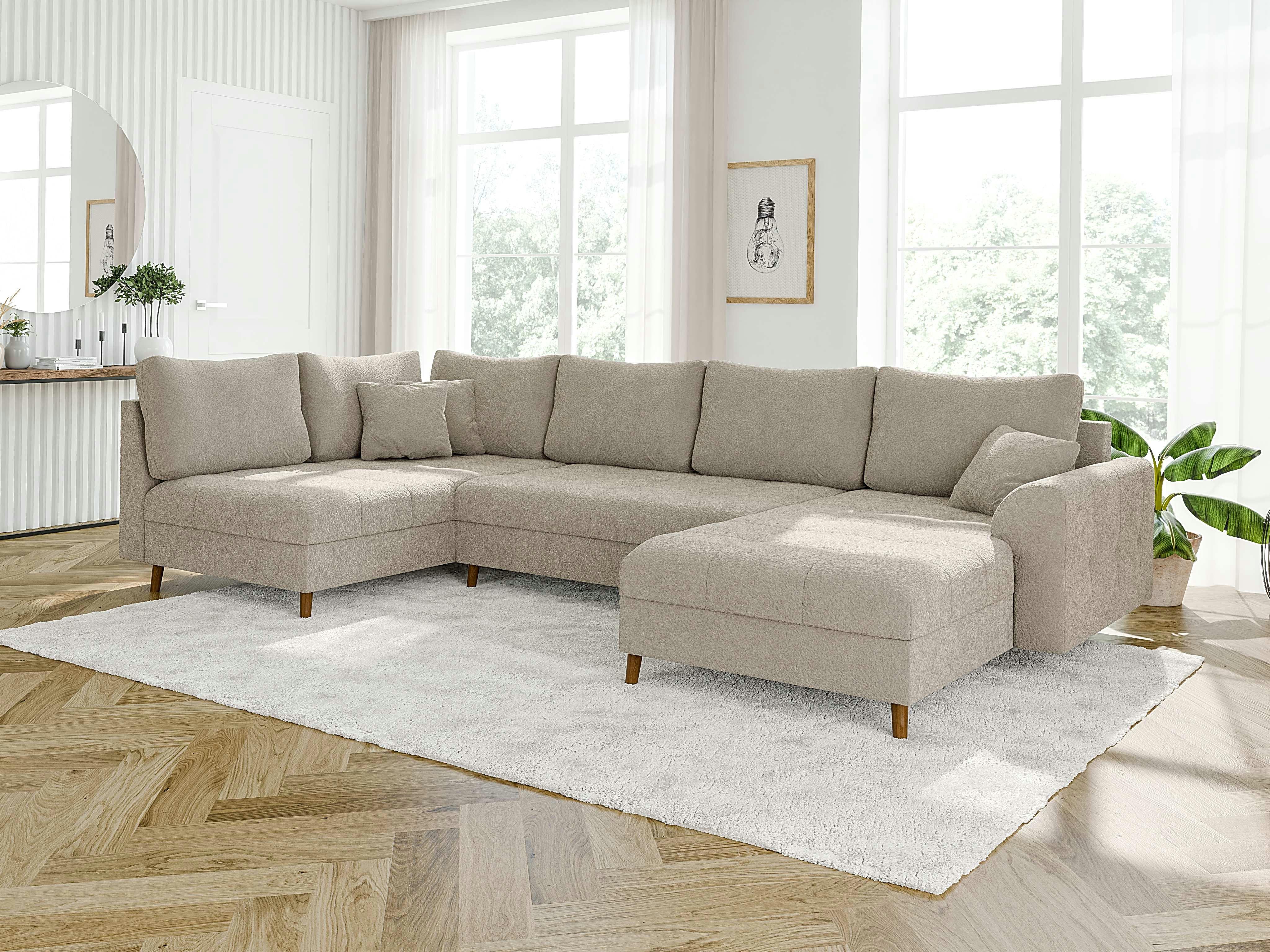 WOHNLANDSCHAFT Henrik Beige Boucle - Ottomane rechts Textil S-Style Möbel Möbel > Sofas & Couches > Wohnlandschaften > Wohnlandschaften U-Form Beige