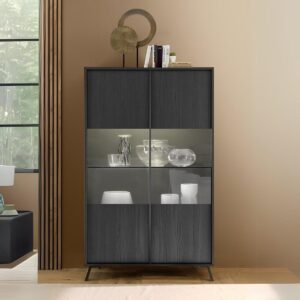 wohnli-moebel-suche-800000762856-1 VITRINE 2 Türen H174 cm - City Holzwerkstoff Calicosy Möbel > Schränke > Vitrinen Schwarz