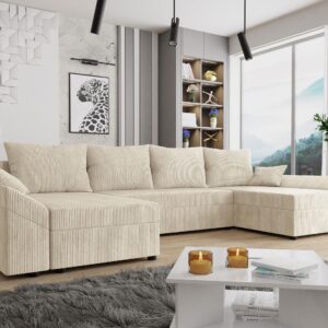 wohnli-moebel-suche-800000764141-1 WOHNLANDSCHAFT Dante U Cord Textil MIRJAN24 Möbel > Sofas & Couches > Wohnlandschaften > Wohnlandschaften U-Form Braun