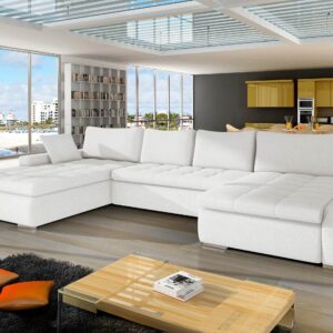 WOHNLANDSCHAFT Caro Premium Textil MIRJAN24 Möbel > Sofas & Couches > Wohnlandschaften > Wohnlandschaften U-Form Weiß