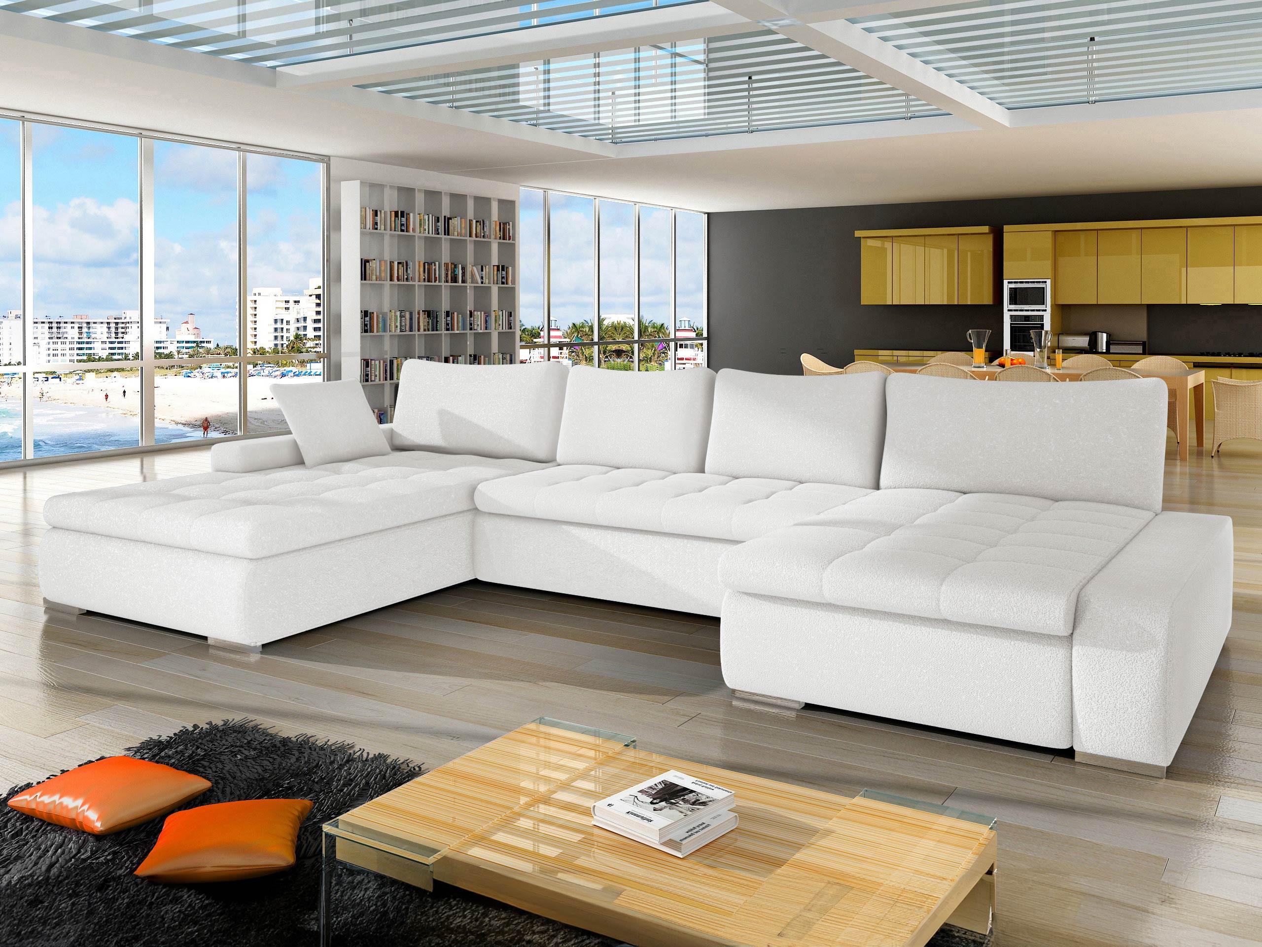 WOHNLANDSCHAFT Caro Premium Textil MIRJAN24 Möbel > Sofas & Couches > Wohnlandschaften > Wohnlandschaften U-Form Weiß