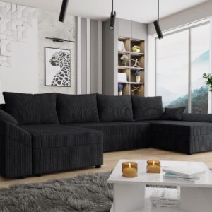 wohnli-moebel-suche-800000764164-1 WOHNLANDSCHAFT Dante U Cord Textil MIRJAN24 Möbel > Sofas & Couches > Wohnlandschaften > Wohnlandschaften U-Form Schwarz