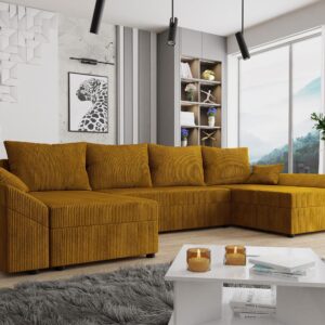 WOHNLANDSCHAFT Dante U Cord Textil MIRJAN24 Möbel > Sofas & Couches > Wohnlandschaften > Wohnlandschaften U-Form Braun