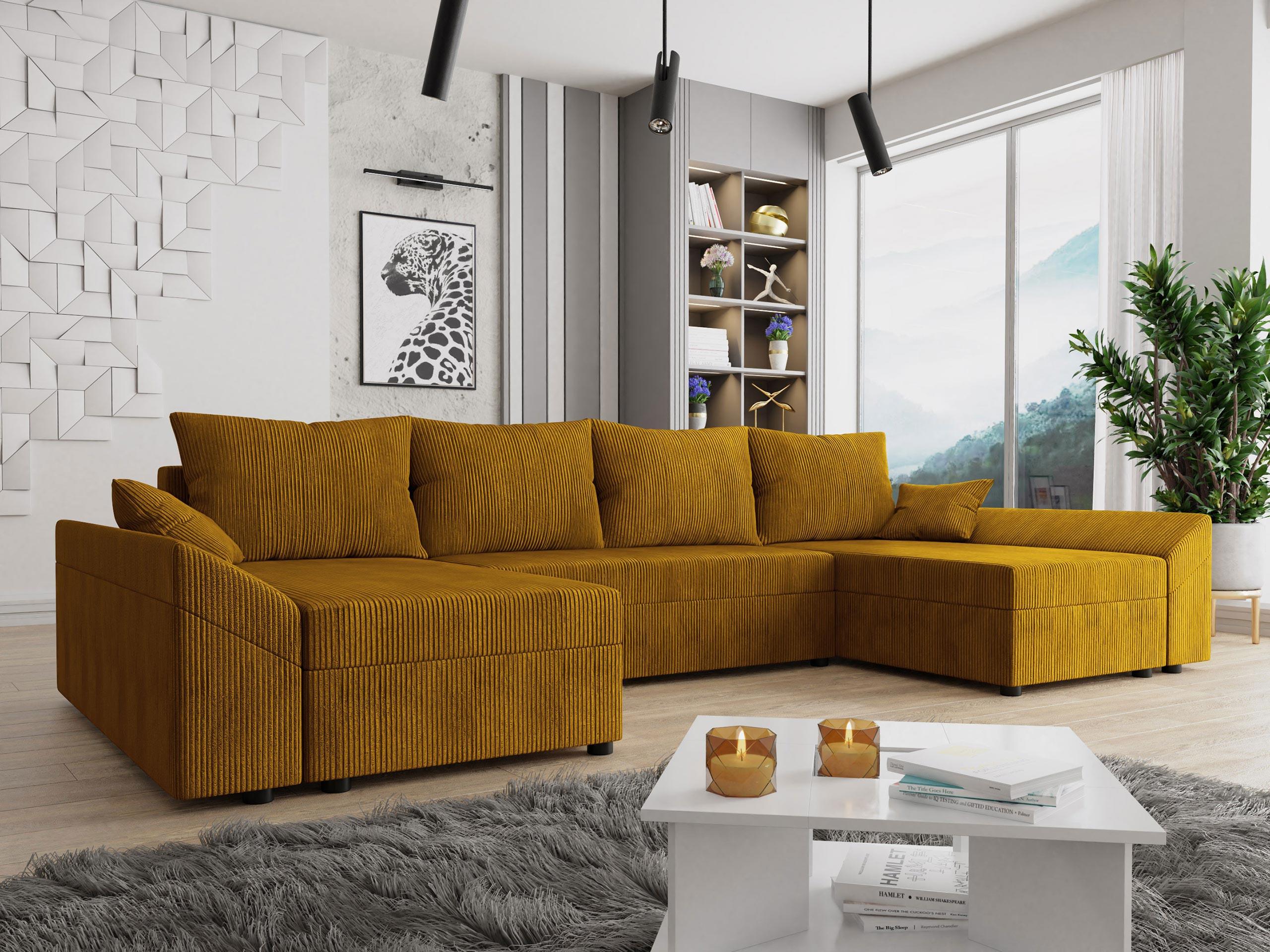 WOHNLANDSCHAFT Dante U Cord Textil MIRJAN24 Möbel > Sofas & Couches > Wohnlandschaften > Wohnlandschaften U-Form Braun