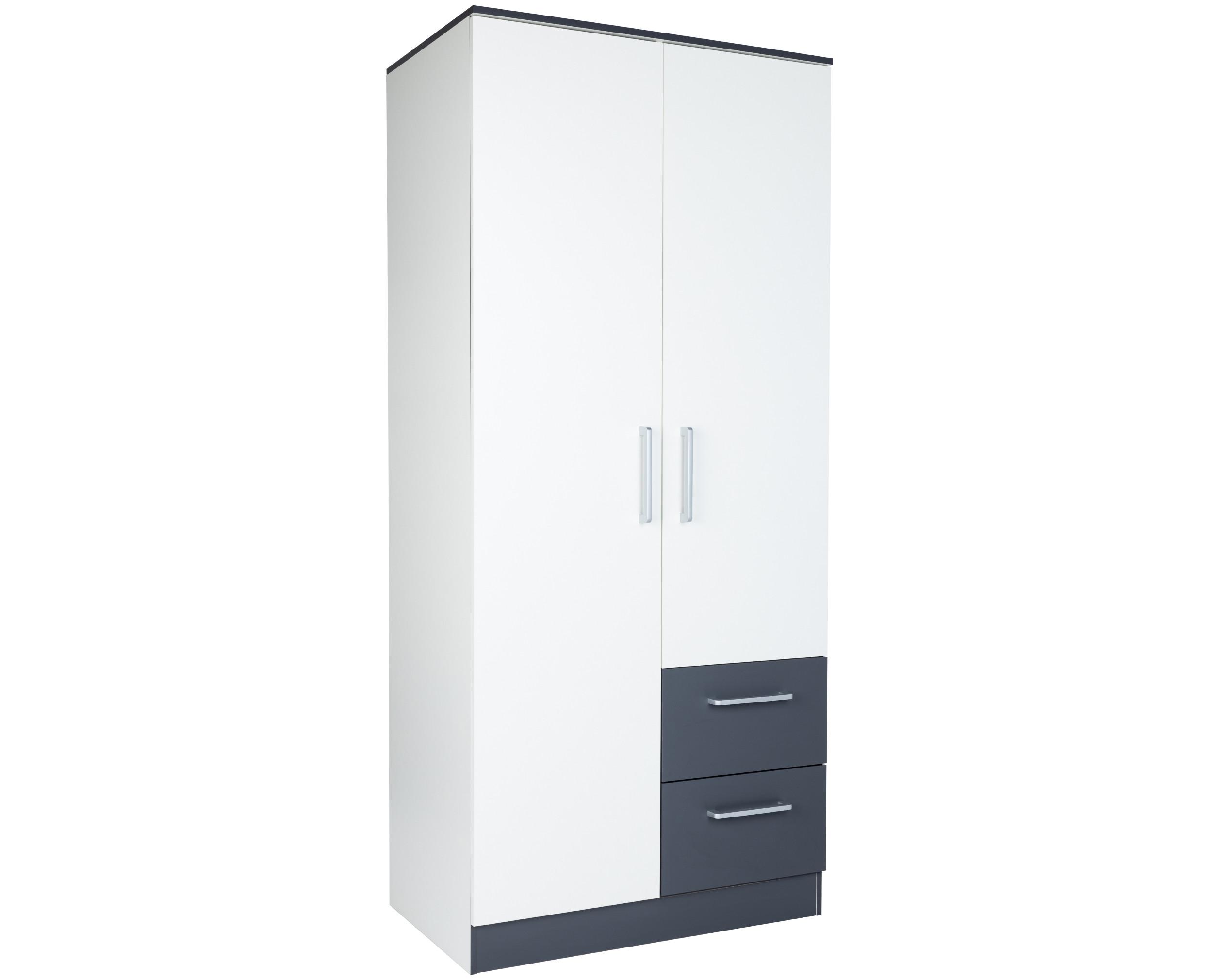 wohnli-moebel-suche-800000765128 Wohnli Möbelsuche - KLEIDERSCHRANK 90/201/54 cm Weiß Anthrazit mit Drehtüren