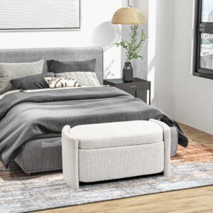 wohnli-moebel-suche-800000765793-1 TRUHENBANK Samtoptik Creme Textil HOMCOM Möbel > Bänke > Sitzbänke Weiß