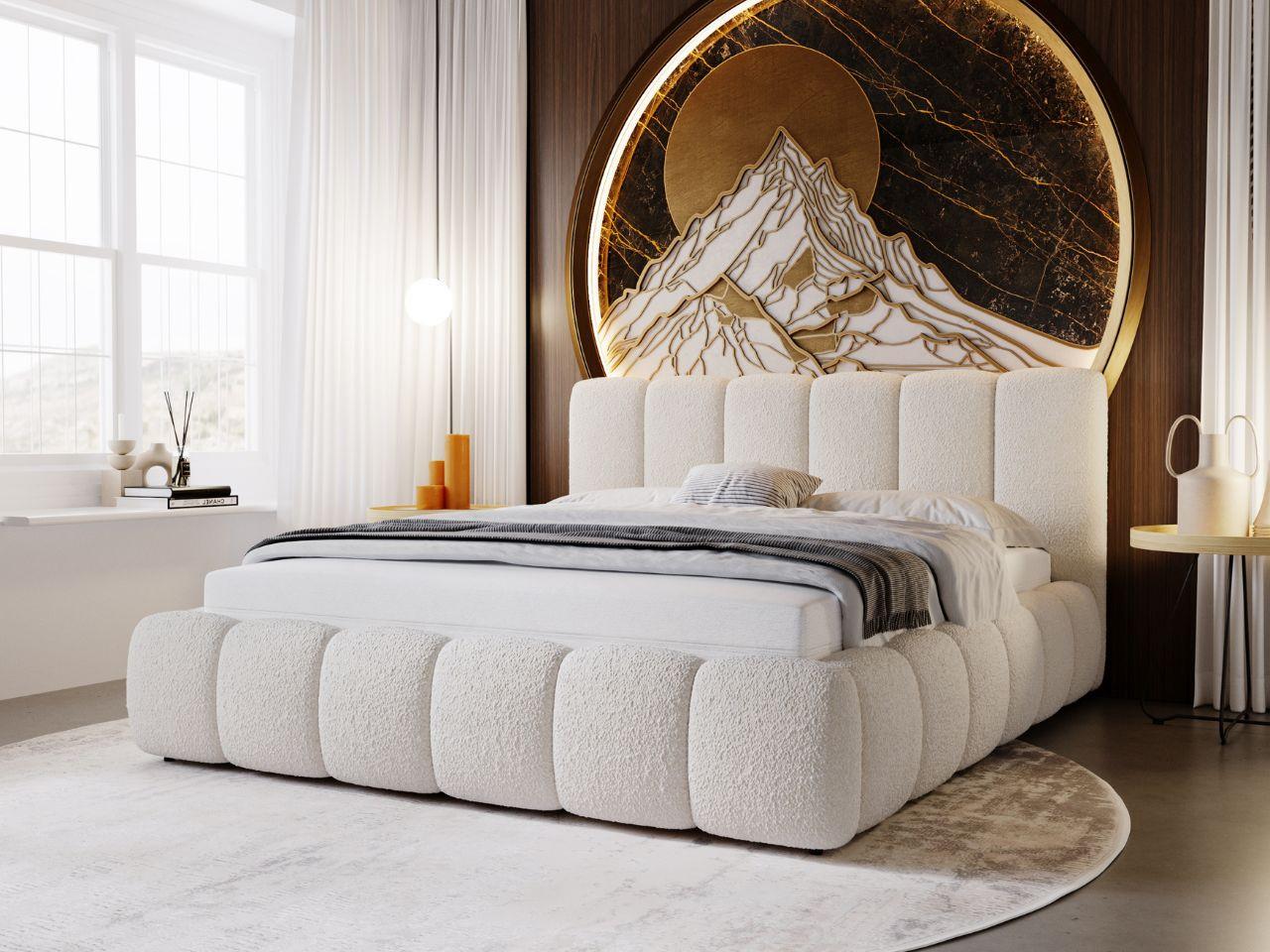 wohnli-moebel-suche-800000766655-1 POLSTERBETT Cloud 180x200 Bouclé-Stoff Beige Textil Graingold Möbel > Betten > Polsterbetten Beige