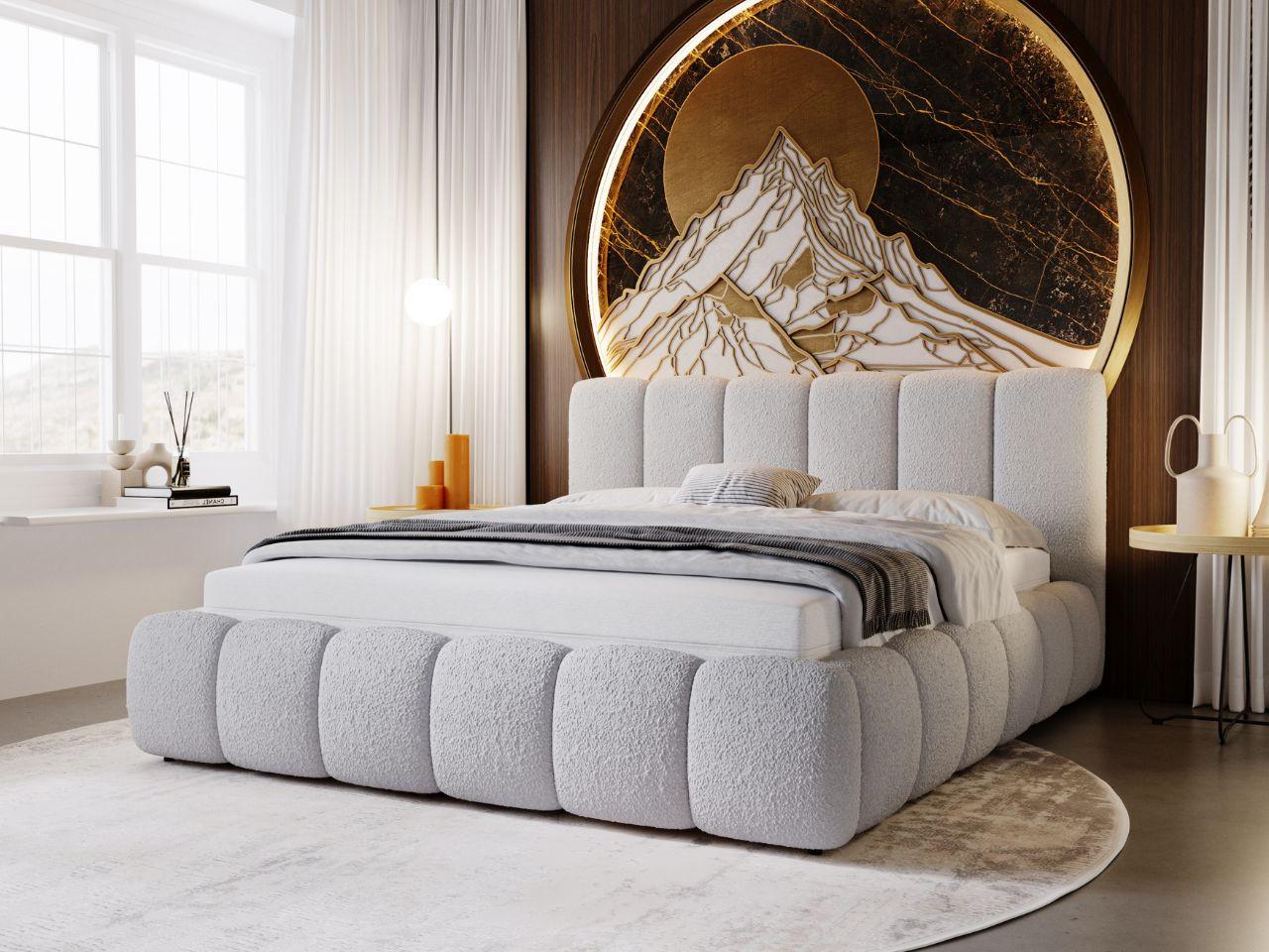 wohnli-moebel-suche-800000766668-1 POLSTERBETT Cloud 180x200 Bouclé-Stoff Hellgrau Textil Graingold Möbel > Betten > Polsterbetten Grau