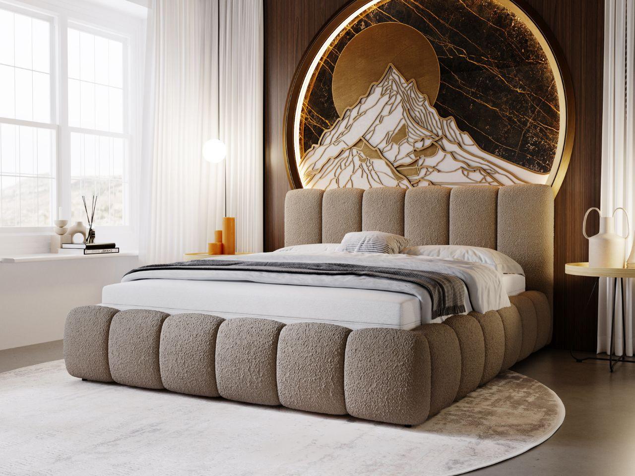 wohnli-moebel-suche-800000766673-1 POLSTERBETT Cloud 180x200 Bouclé-Stoff Braun Textil Graingold Möbel > Betten > Polsterbetten Braun