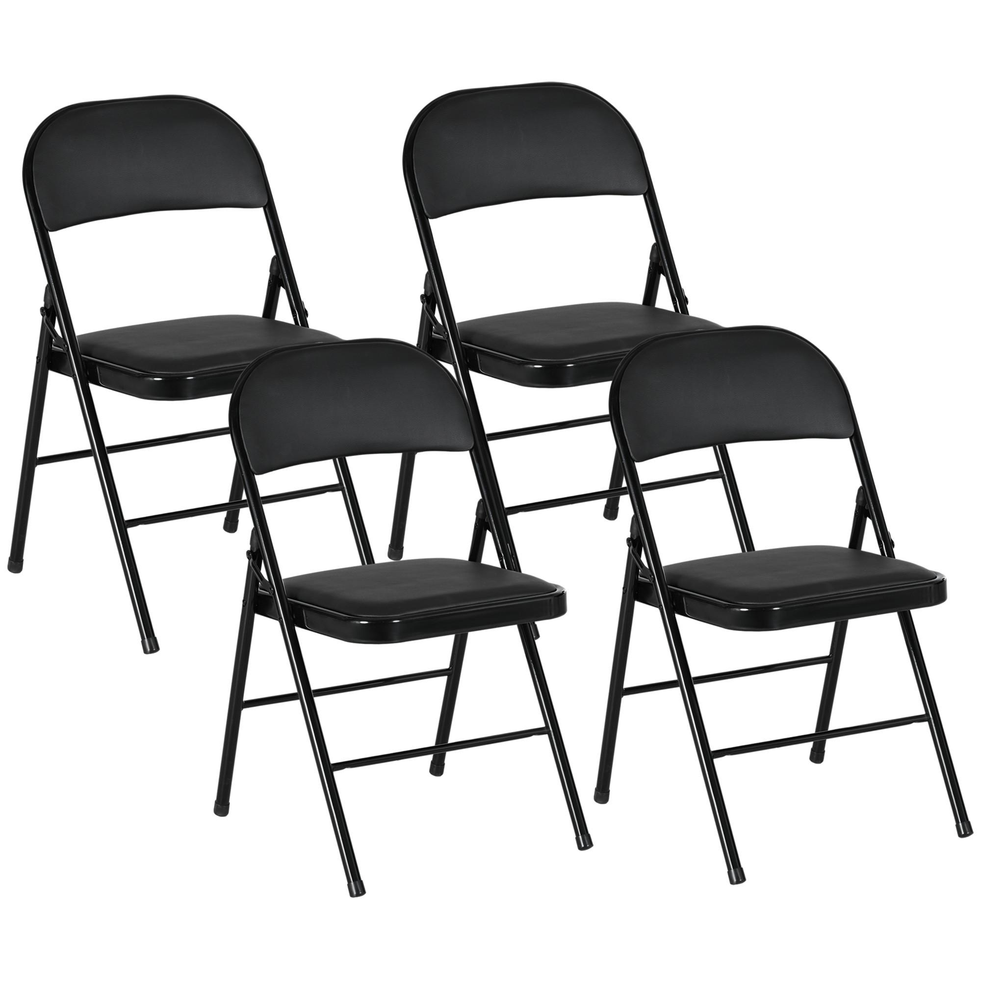 Wohnli Möbelsuche - 4ER-SET Klappstühle Tragbare Bürostuhl mit Kissen Stahlbeine Kunstleder