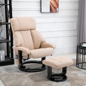 wohnli-moebel-suche-800000767397-1 RELAXSESSEL mit Liegefunktion Massagesessel inkl. Hocker Fernsehsessel drehbar Kunststoff HOMCOM Möbel > Sessel > Relaxsessel Weiß