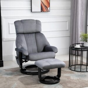 wohnli-moebel-suche-800000767419-1 MASSAGESESSEL inkl. Hocker Fernsehsessel drehbar Relaxsessel Samt-Touch Grau Textil HOMCOM Möbel > Sessel > Relaxsessel Grau