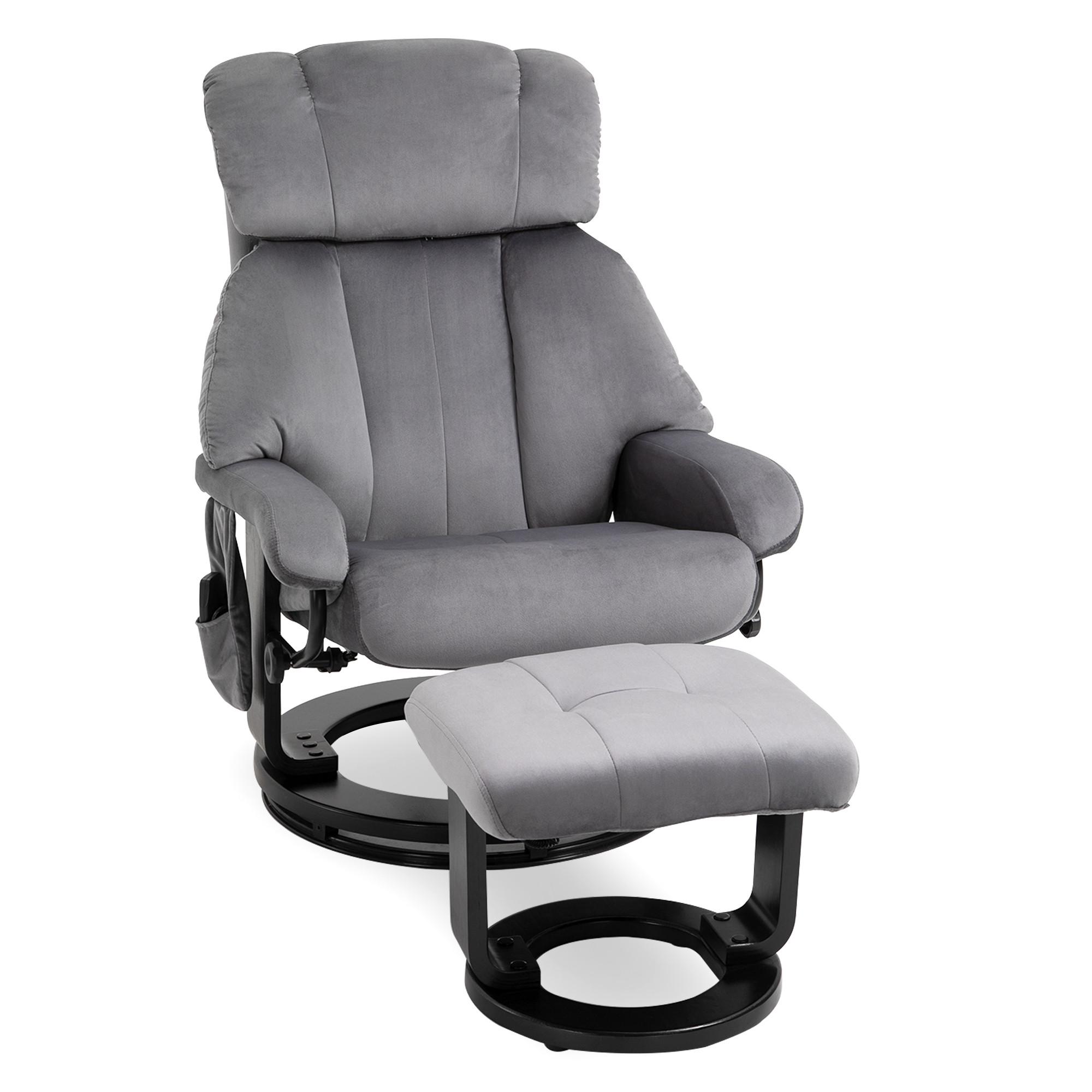 wohnli-moebel-suche-800000767419 Wohnli Möbelsuche - MASSAGESESSEL inkl. Hocker Fernsehsessel drehbar Relaxsessel Samt-Touch Grau
