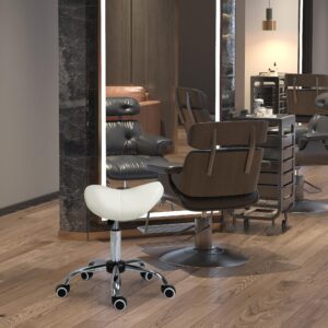 wohnli-moebel-suche-800000767471-1 ARBEITSHOCKER Drehstuhl Drehhocker Rollhocker Sattelhocker Hocker Weiß Kunststoff HOMCOM Möbel > Sessel > Hocker Weiß