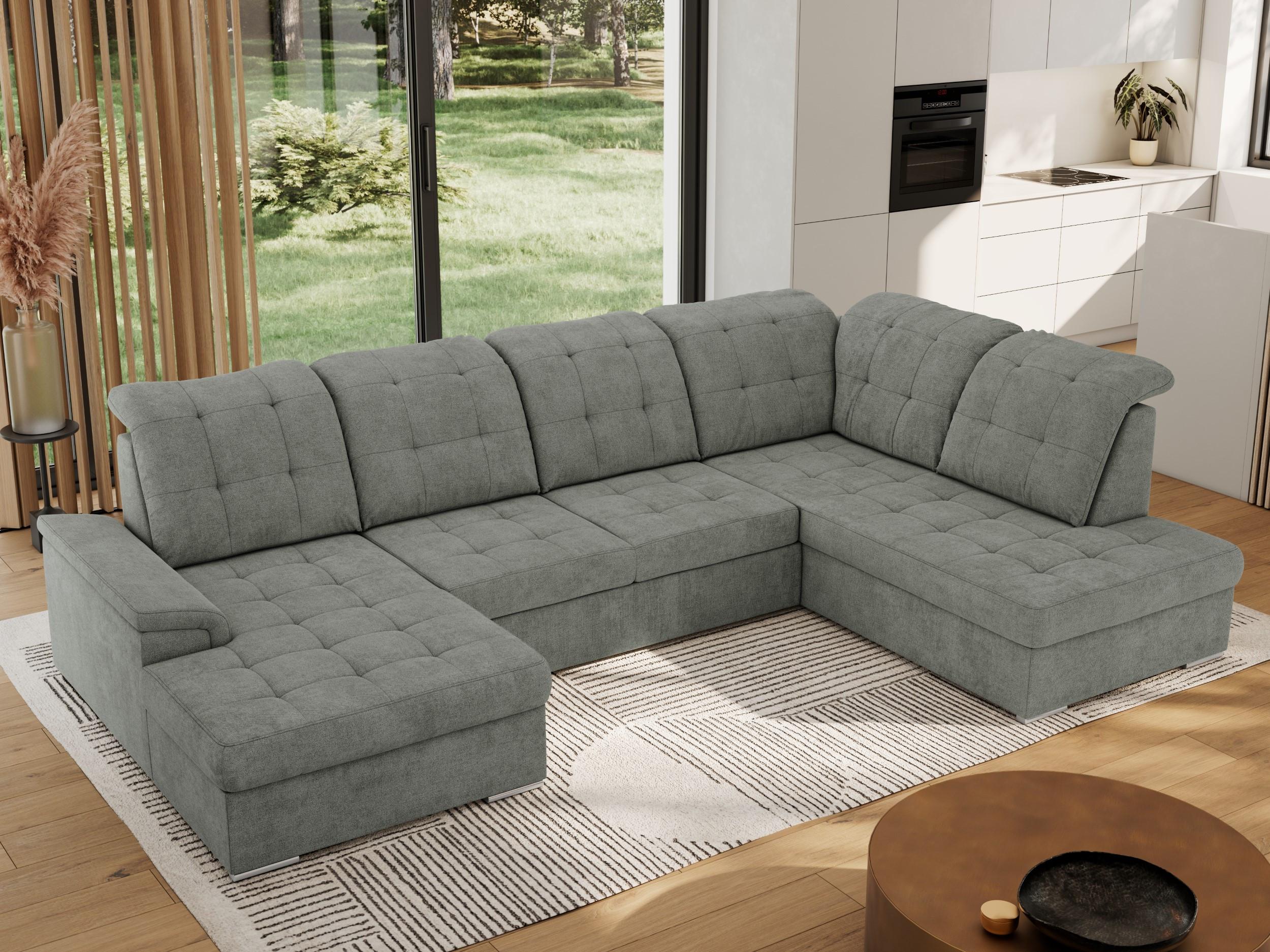 WOHNLANDSCHAFT MADRITO U - Grau Struktur - Rechts Textil MKS Möbel > Sofas & Couches > Wohnlandschaften > Wohnlandschaften U-Form Grau
