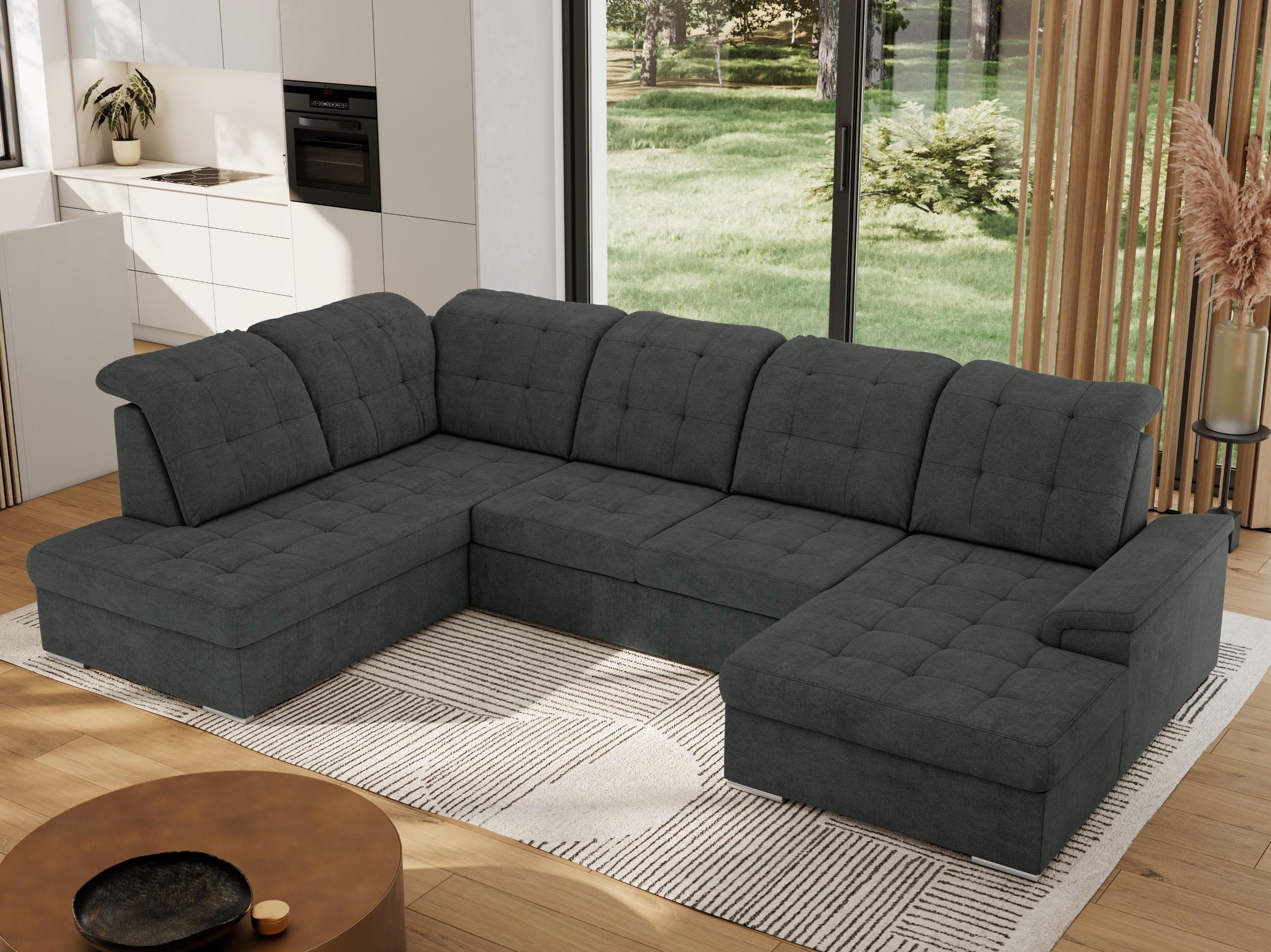 wohnli-moebel-suche-800000767499-1 WOHNLANDSCHAFT MADRITO U - Dunkelgrau Struktur - Links Textil MKS Möbel > Sofas & Couches > Wohnlandschaften > Wohnlandschaften U-Form Grau