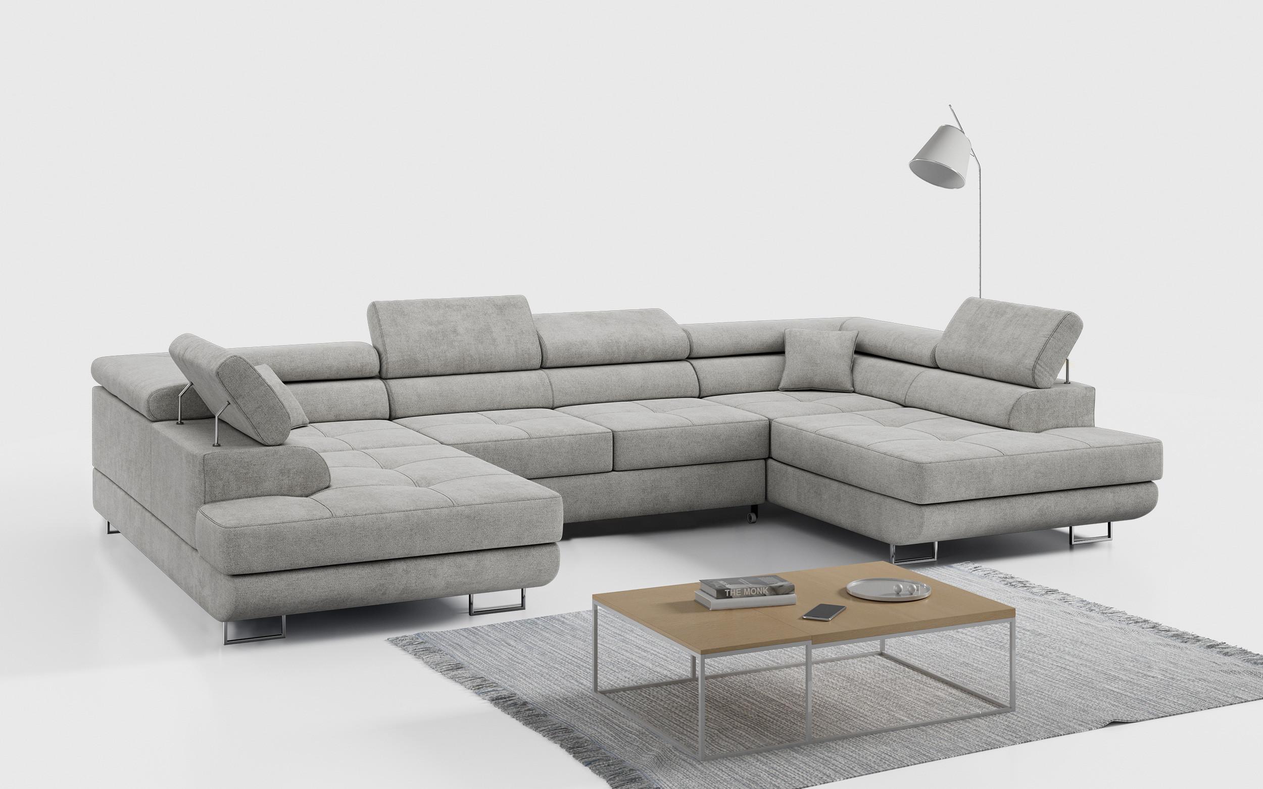 WOHNLANDSCHAFT GUSTAW U Hellgrau Struktur Textil MKS Möbel > Sofas & Couches > Wohnlandschaften > Wohnlandschaften U-Form Grau