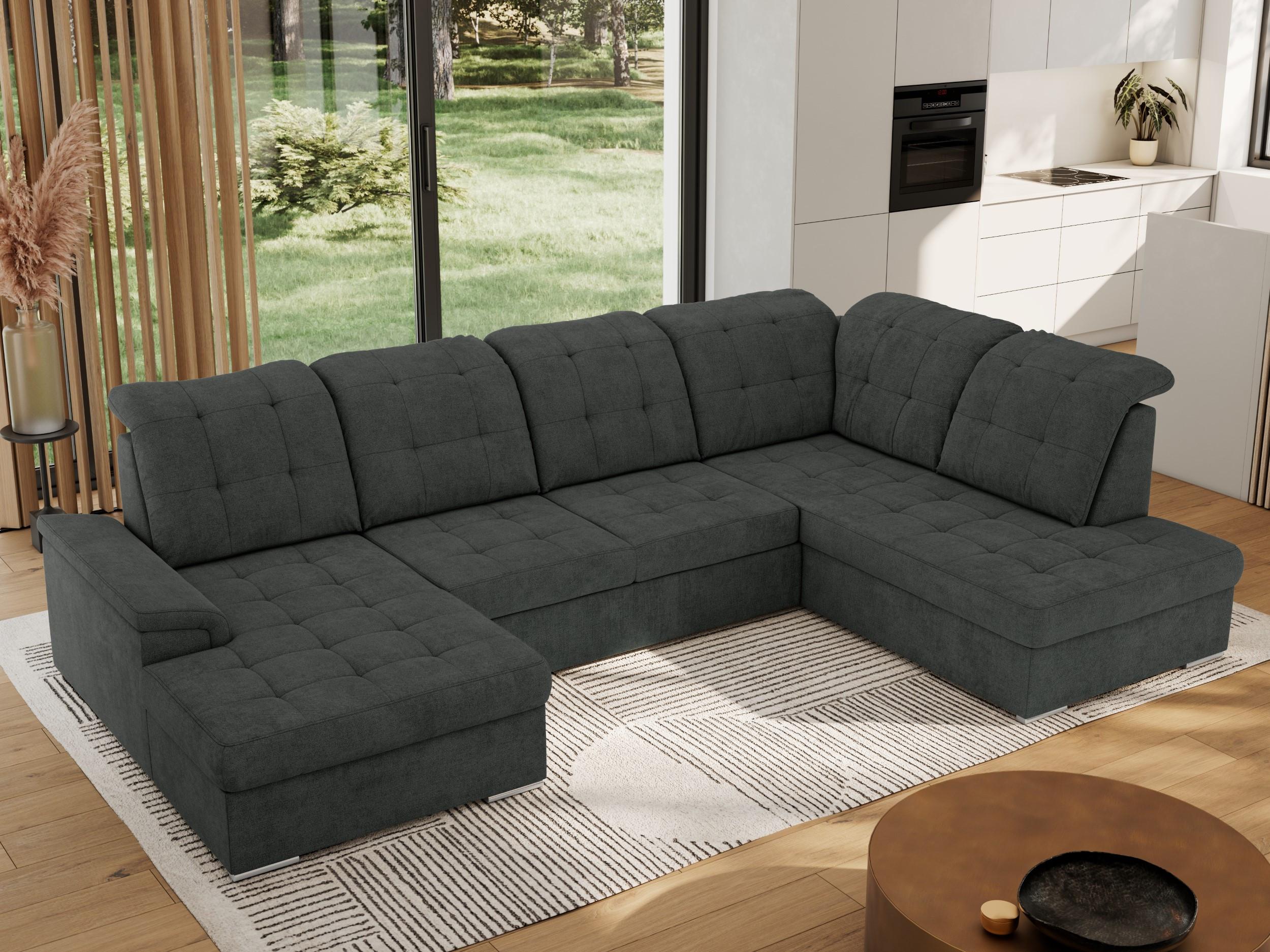 wohnli-moebel-suche-800000767516-1 WOHNLANDSCHAFT MADRITO U - Dunkelgrau Struktur - Rechts Textil MKS Möbel > Sofas & Couches > Wohnlandschaften > Wohnlandschaften U-Form Grau