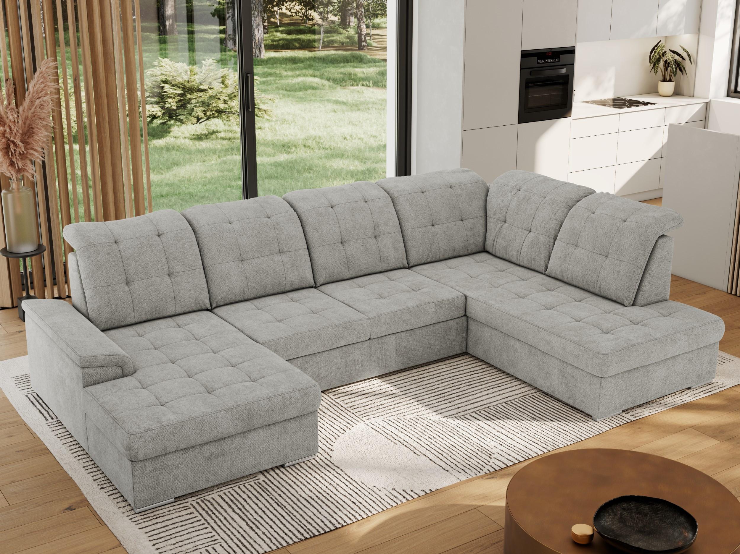 WOHNLANDSCHAFT MADRITO U - Hellgrau Struktur - Rechts Textil MKS Möbel > Sofas & Couches > Wohnlandschaften > Wohnlandschaften U-Form Grau
