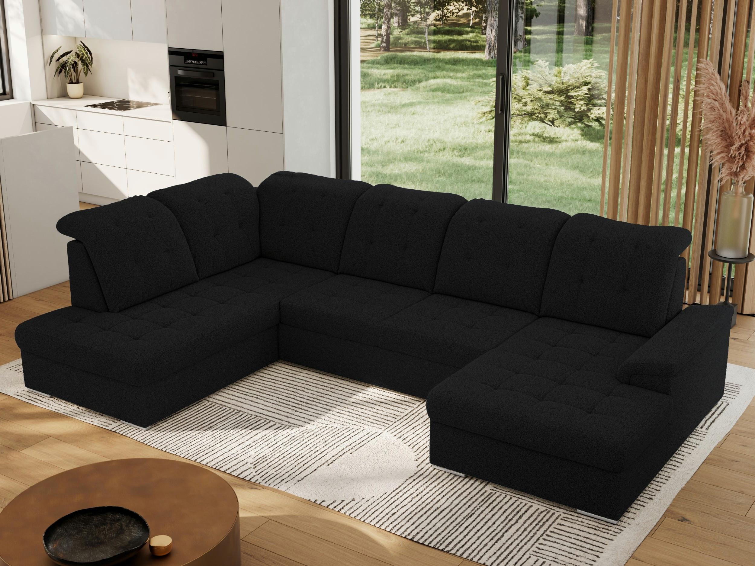 WOHNLANDSCHAFT MADRITO U - Schwarz Boucle - Links Textil MKS Möbel > Sofas & Couches > Wohnlandschaften > Wohnlandschaften U-Form Schwarz